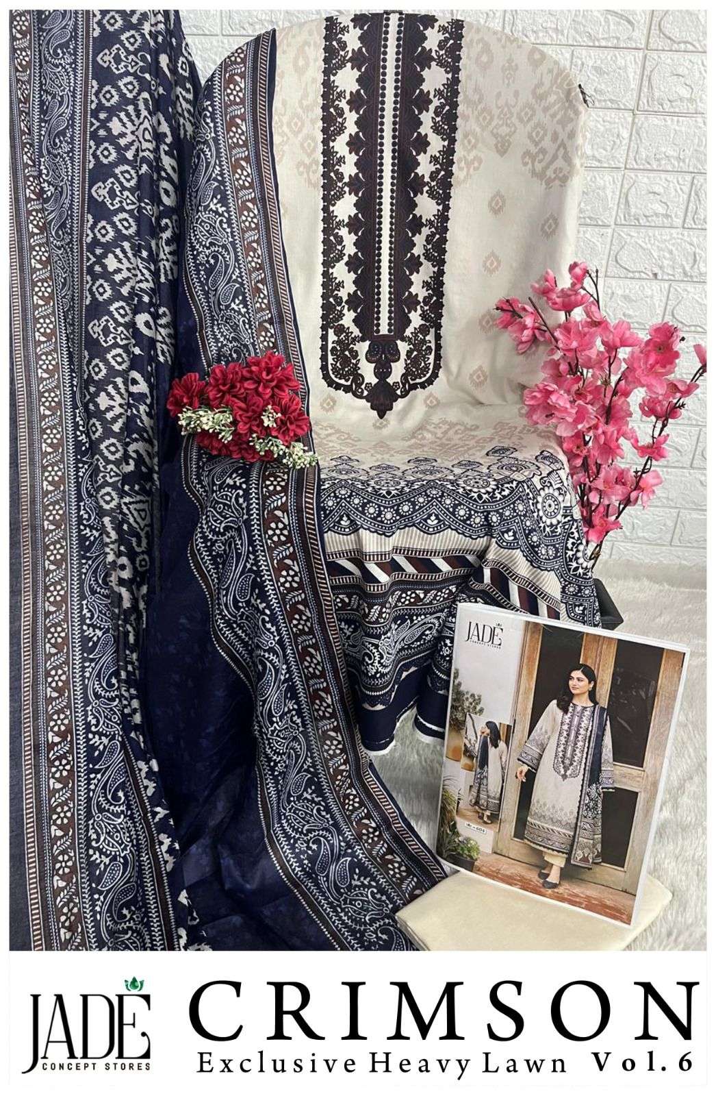 JADE CRIMSON EXCLUSIVE HEAVY LAWN COLLECTION VOL 6 COTTON SUIT
