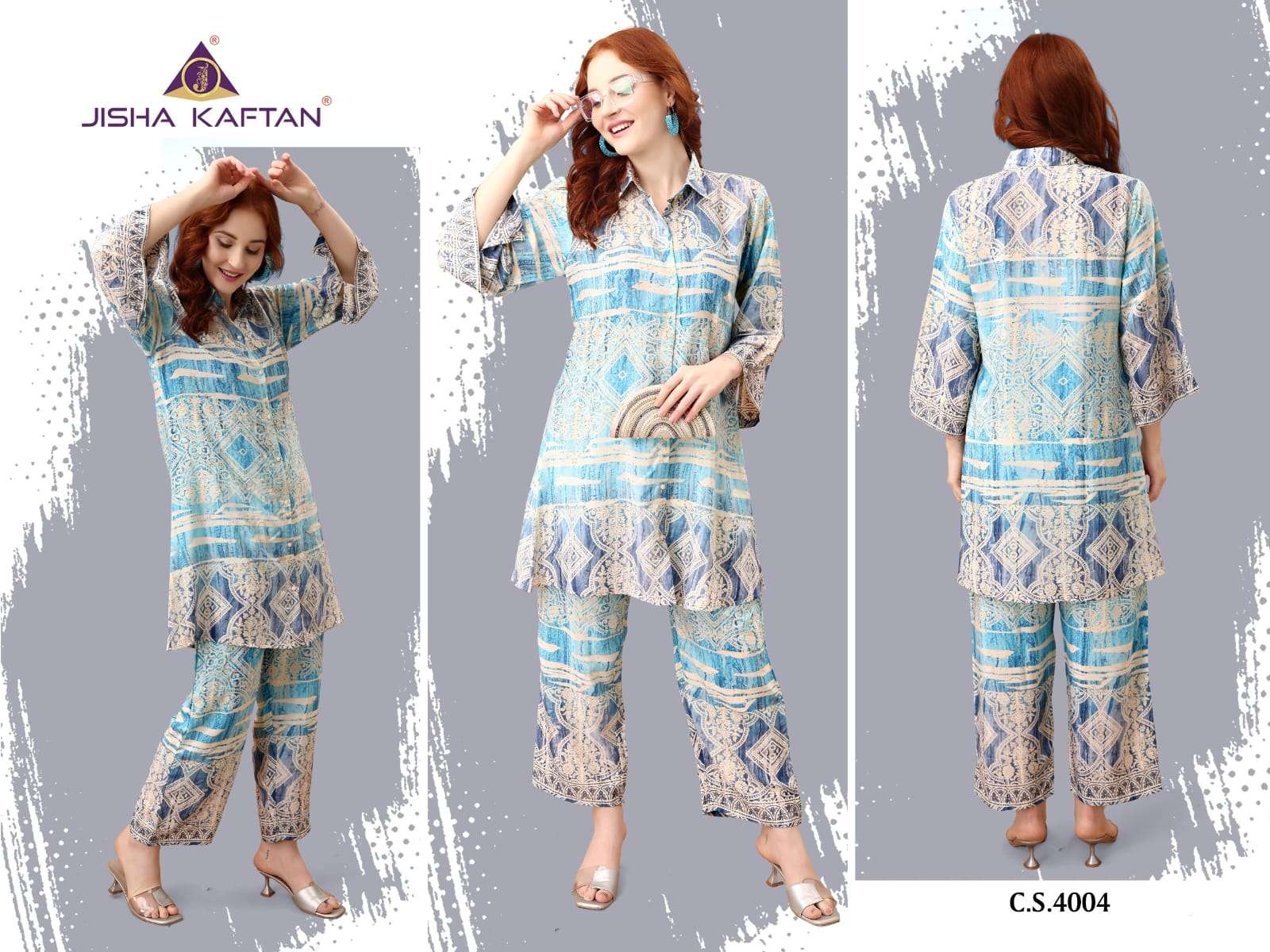 JELITE JISHA SILK CO-ORD SET VOL 5 DIGITAL PRINTED TOP AND PANT 