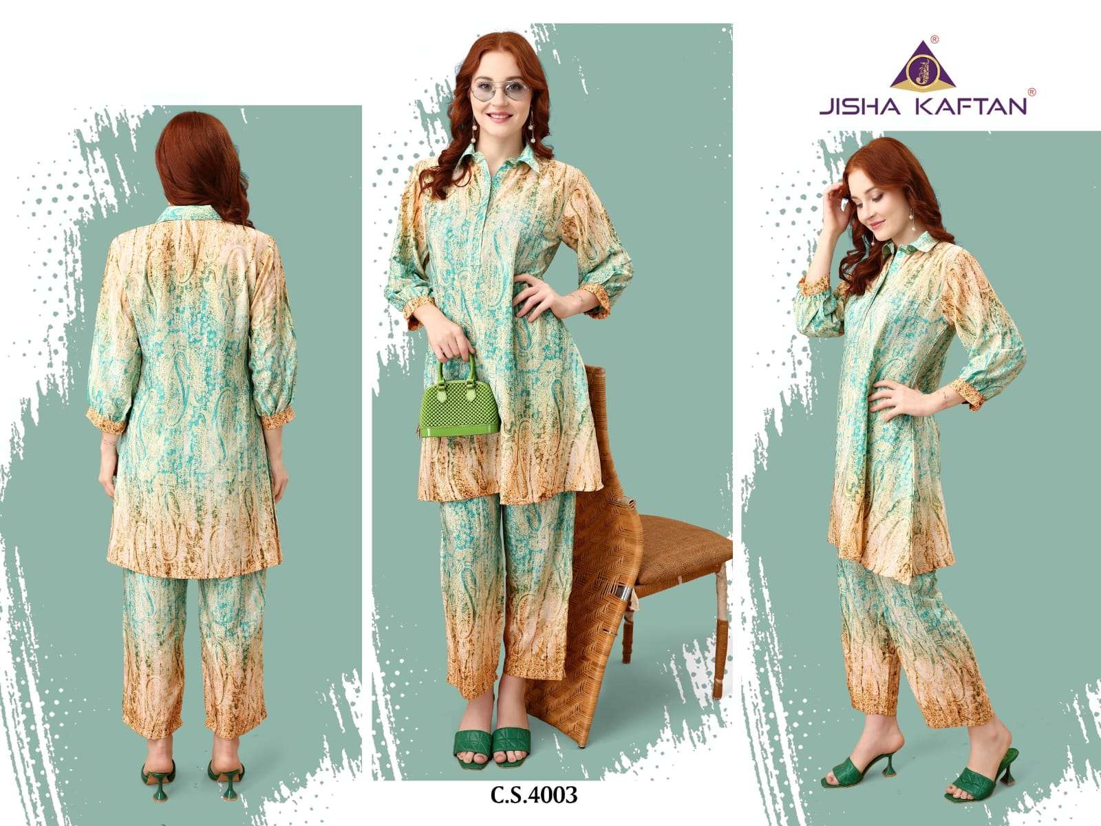 JELITE JISHA SILK CO-ORD SET VOL 5 DIGITAL PRINTED TOP AND PANT 