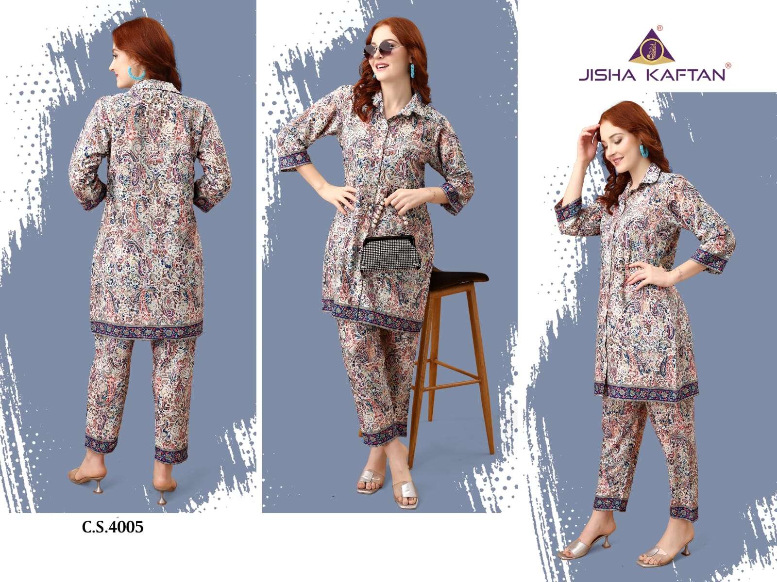 JELITE JISHA SILK CO-ORD SET VOL 5 DIGITAL PRINTED TOP AND PANT 