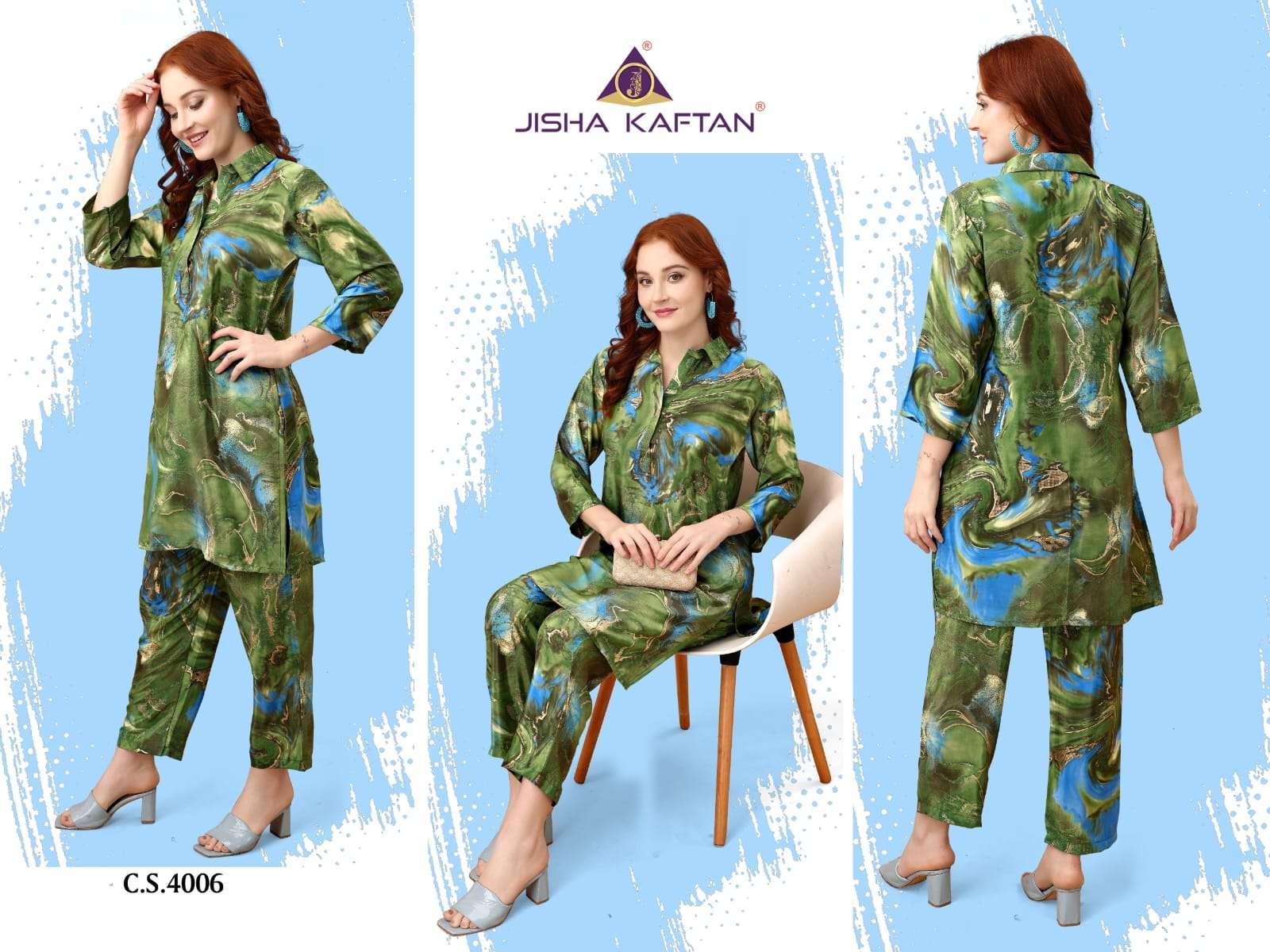 JELITE JISHA SILK CO-ORD SET VOL 5 DIGITAL PRINTED TOP AND PANT 