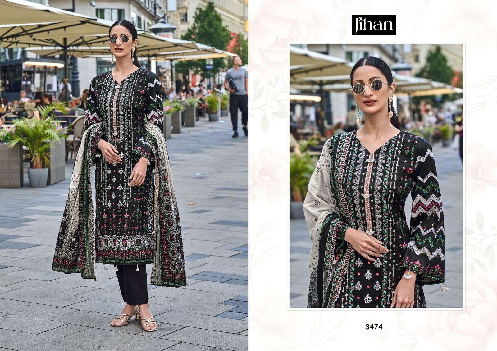 JIHAN BIN SAEEDLAWN COLLECTION VOL 1 LAWN COTTON SALWAR KAMEEZ 