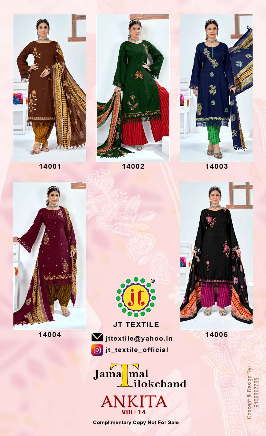 JT ANKITA VOL 14 RAYON FANCY PREMIUM WORK SALWAR SUIT