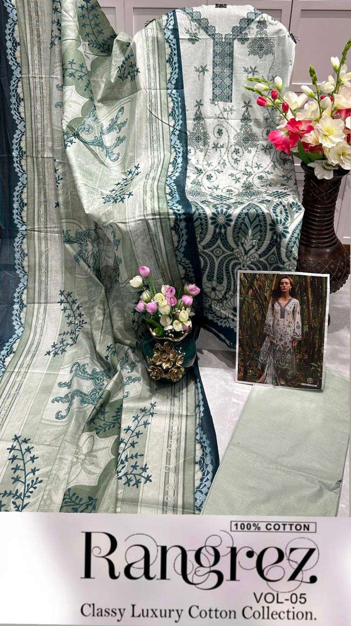 KEVAL FAB RANGREZ VOL 5 COTTON DIGITAL KARACHI PRINT SUIT