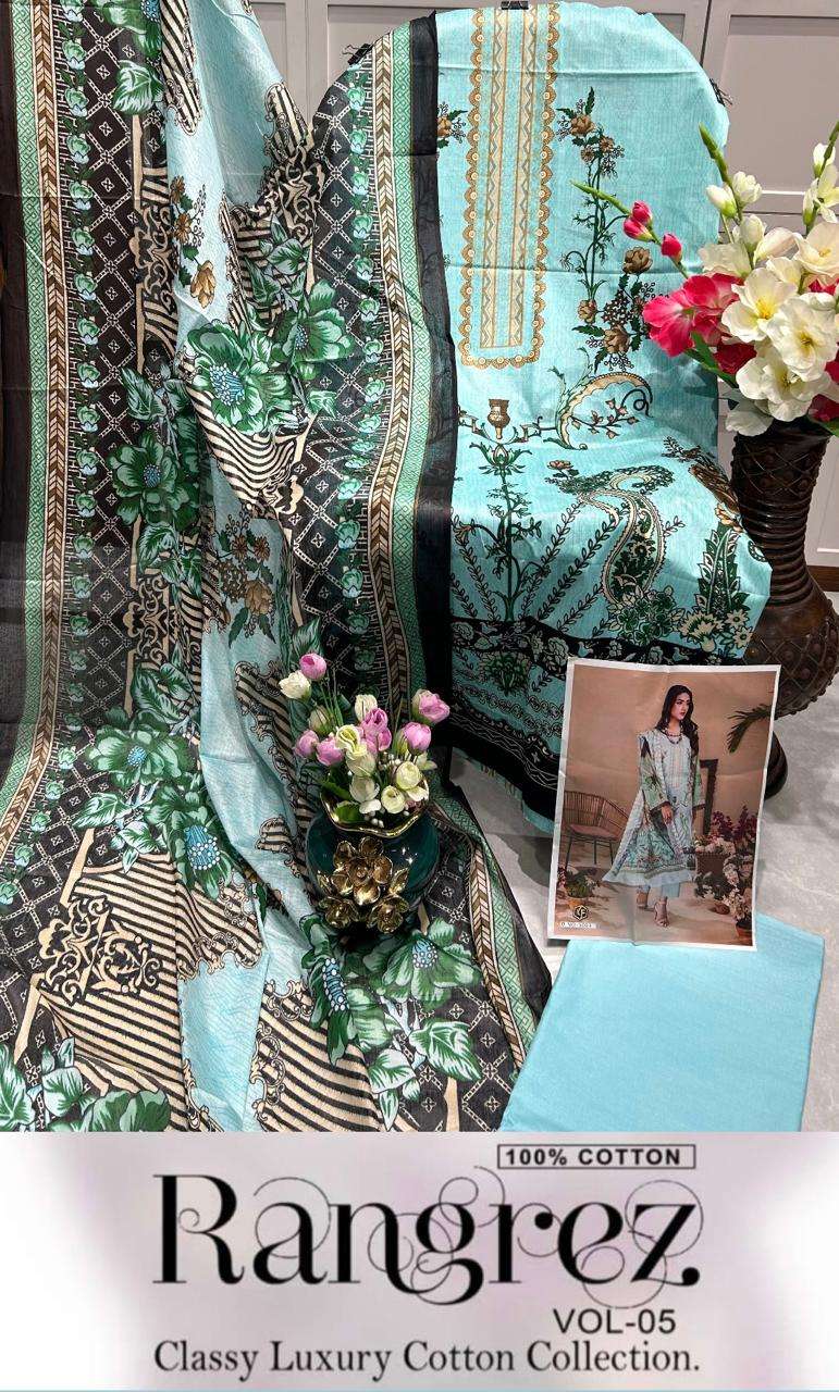 KEVAL FAB RANGREZ VOL 5 COTTON DIGITAL KARACHI PRINT SUIT