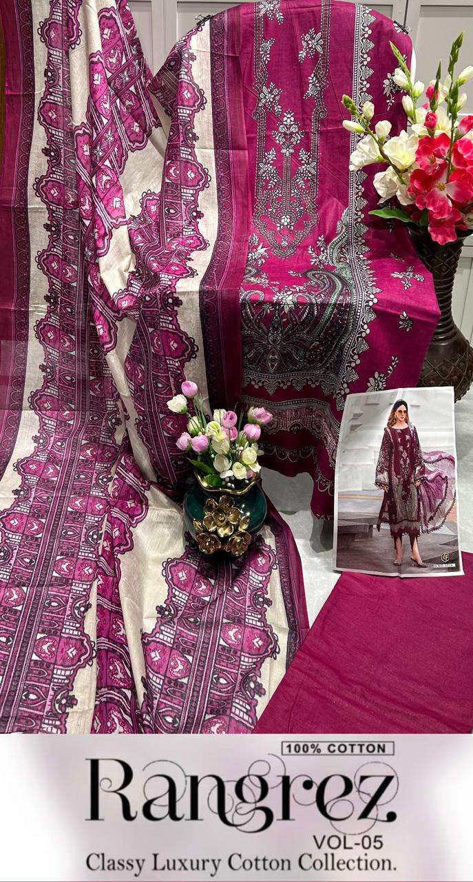 KEVAL FAB RANGREZ VOL 5 COTTON DIGITAL KARACHI PRINT SUIT