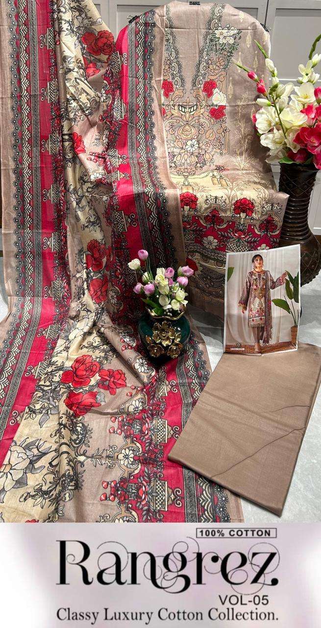 KEVAL FAB RANGREZ VOL 5 COTTON DIGITAL KARACHI PRINT SUIT