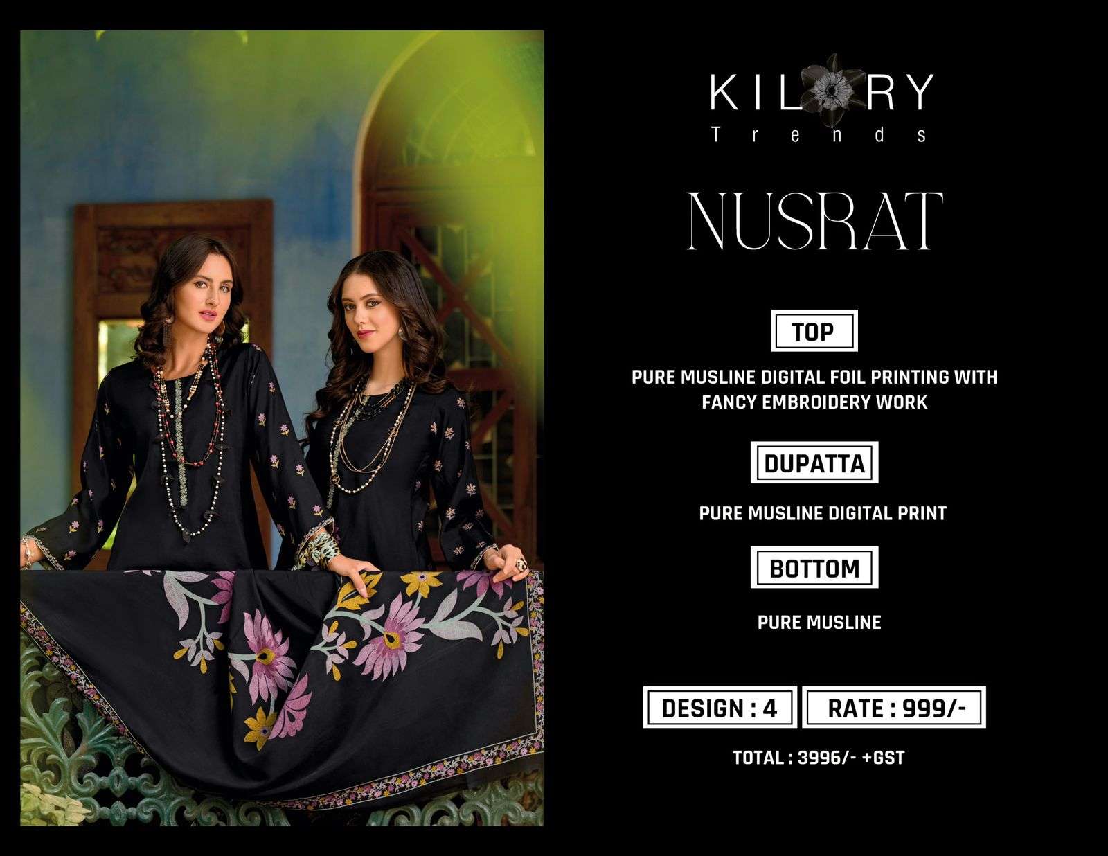 KILORY TRENDZ NUSRAT VISCOSE FANCY EMBROIDERY WORK SUIT