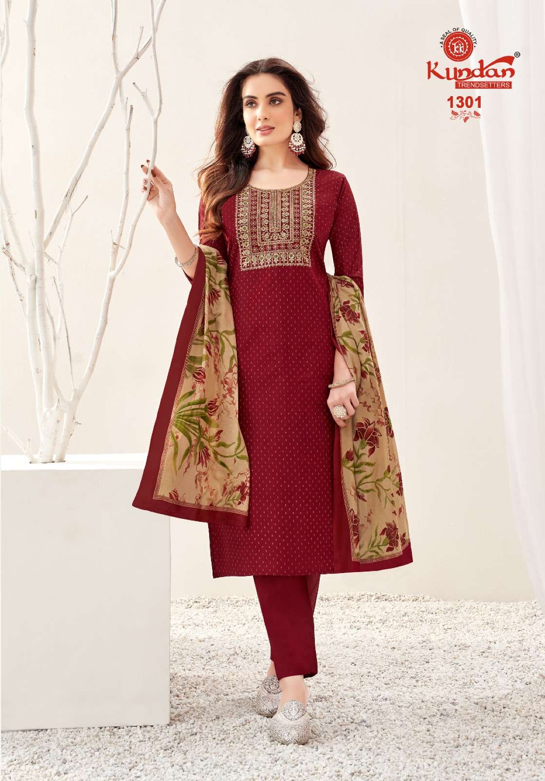 KUNDAN TEX PAKEEZAH VOL 13 COTTON EMBROIDERY WORK SUIT