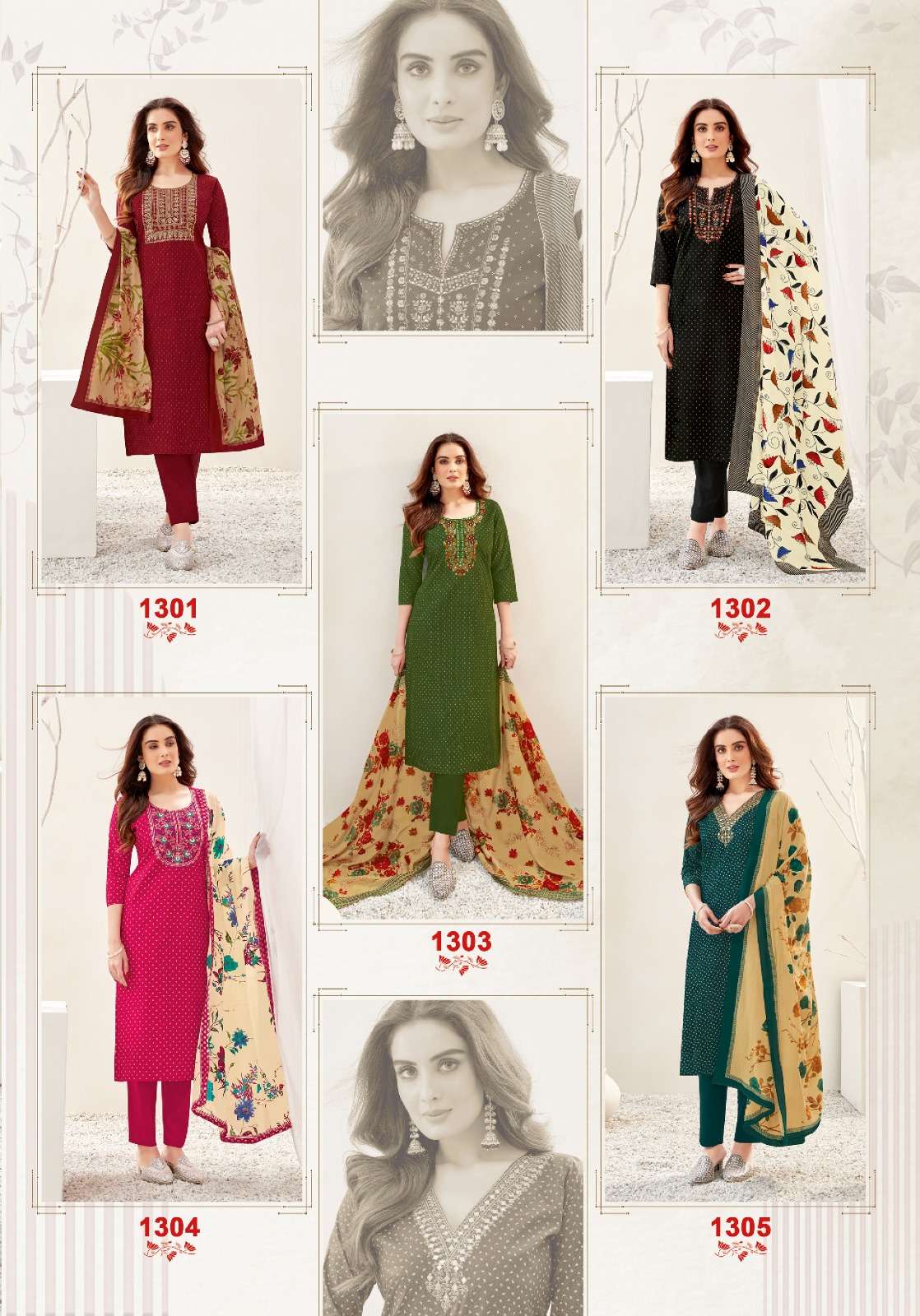 KUNDAN TEX PAKEEZAH VOL 13 COTTON EMBROIDERY WORK SUIT