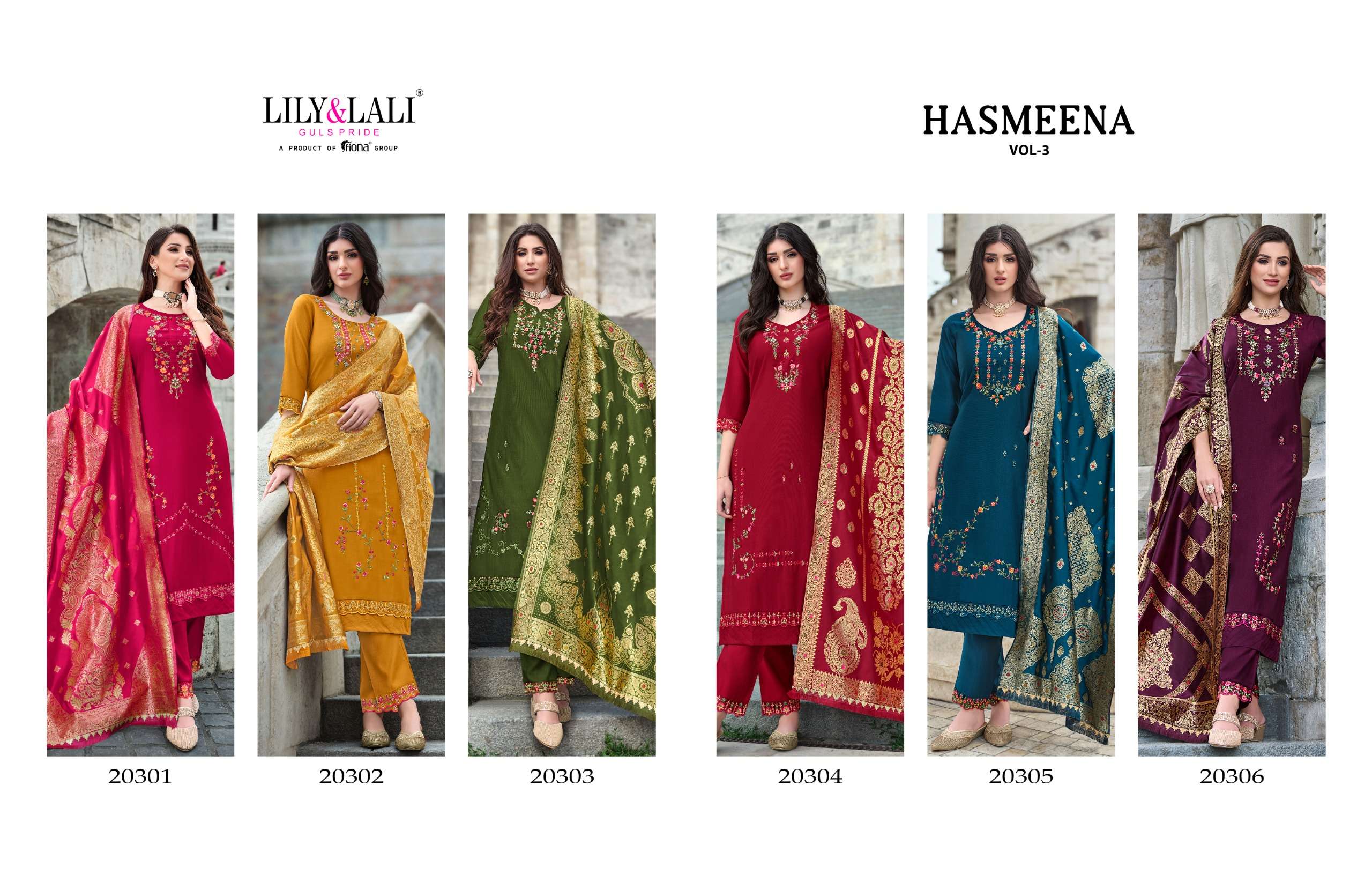 LILY AND LALI HASMEENA VOL 3 VISCOSE FANCY DESIGNER KURTI COMBO SET