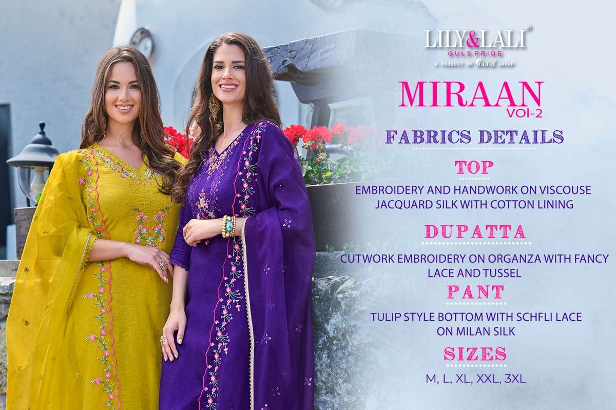 LILY AND LALI MIRAAN VOL 2 VISCOSE SILK BEAUTIFUL DESIGNER SUIT