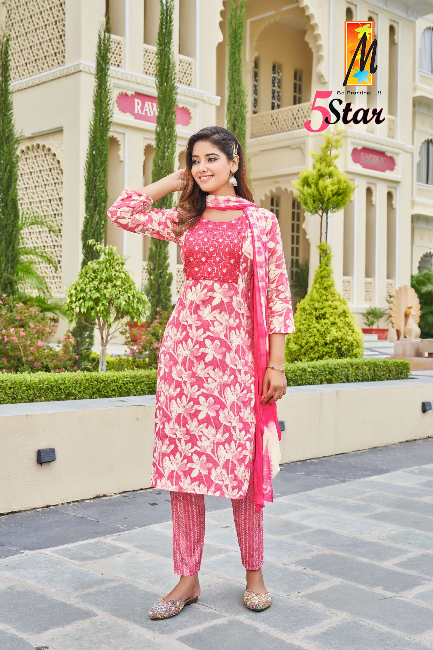 MASTER 5 STAR CAPSULE FOIL PRINT FANCY LADIES KURTI COMBO SET 