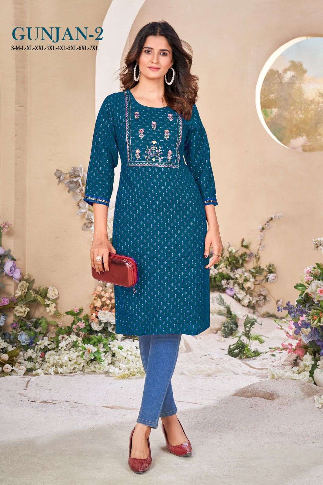 MF GUNJAN VOL 2 RAYON STRAIGHT PATTERN LADIES  KURTI