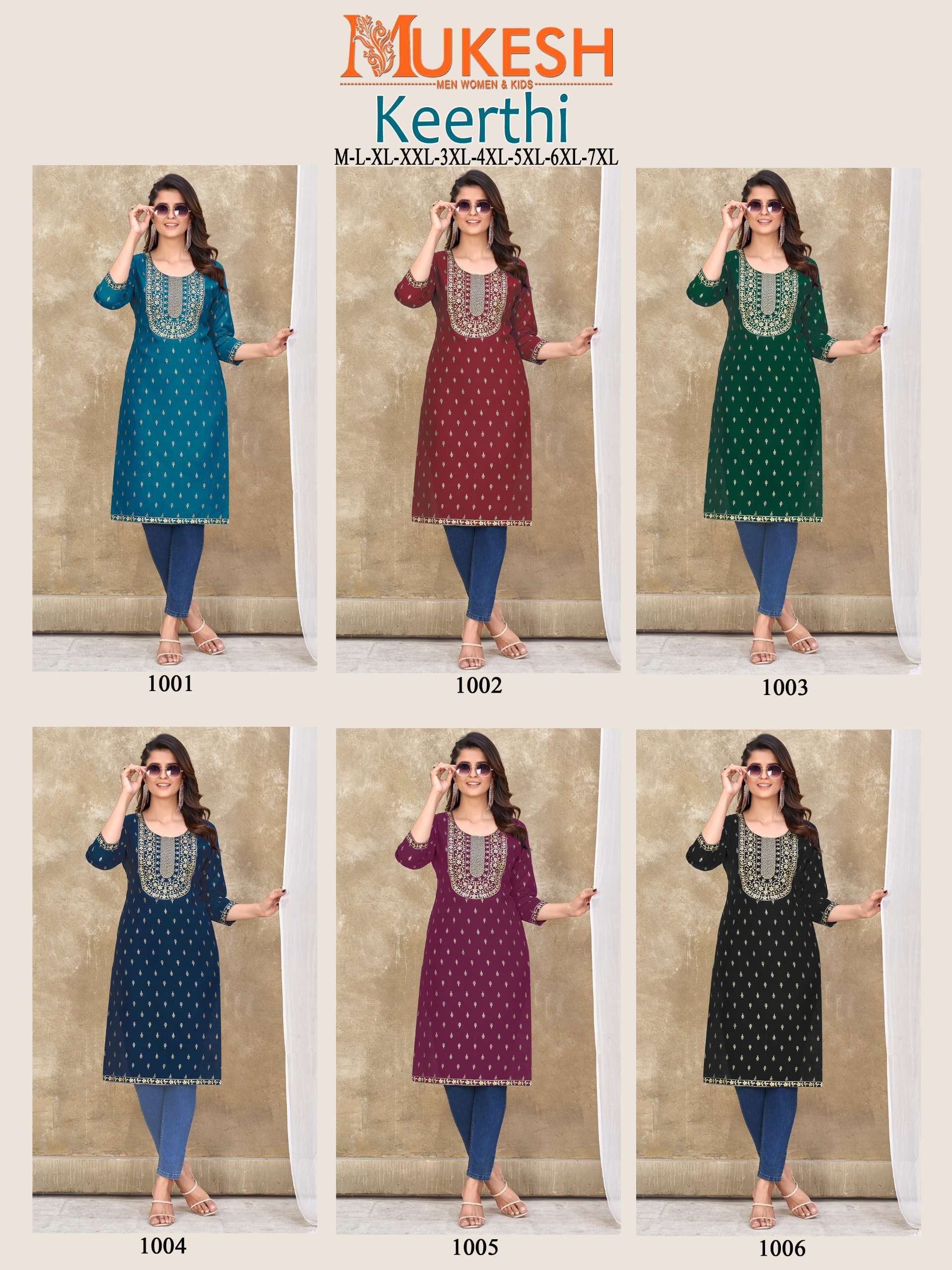 MUKESH KEERTHI FANCY FOIL PRINT STRAIGHT LADIES KURTI