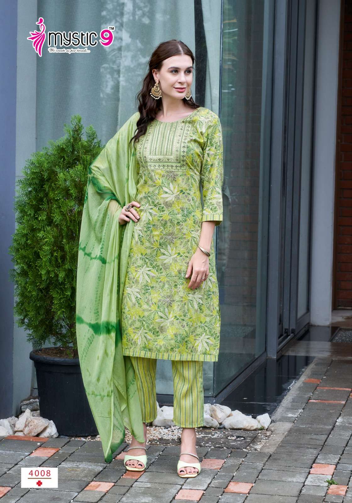MYSTIC 9 SHAGUN  VOL 4 RAYON FOIL PRINT LADIES KURTI COMBO SET 