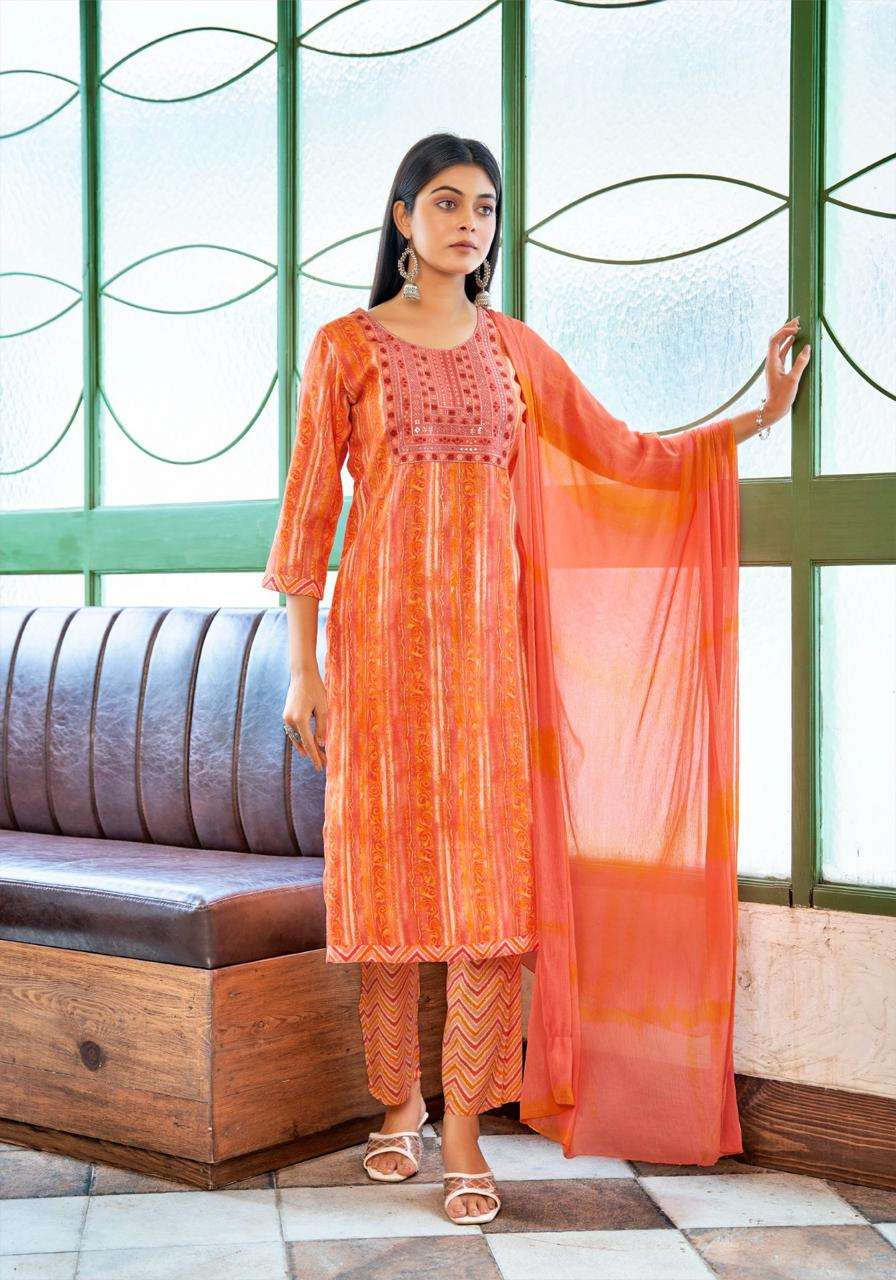 MYSTIC 9 SHAGUN  VOL 5 RAYON FANCY WORK LADIES KURTI COMBO SET 