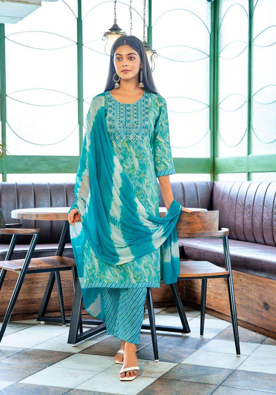 MYSTIC 9 SHAGUN  VOL 5 RAYON FANCY WORK LADIES KURTI COMBO SET 