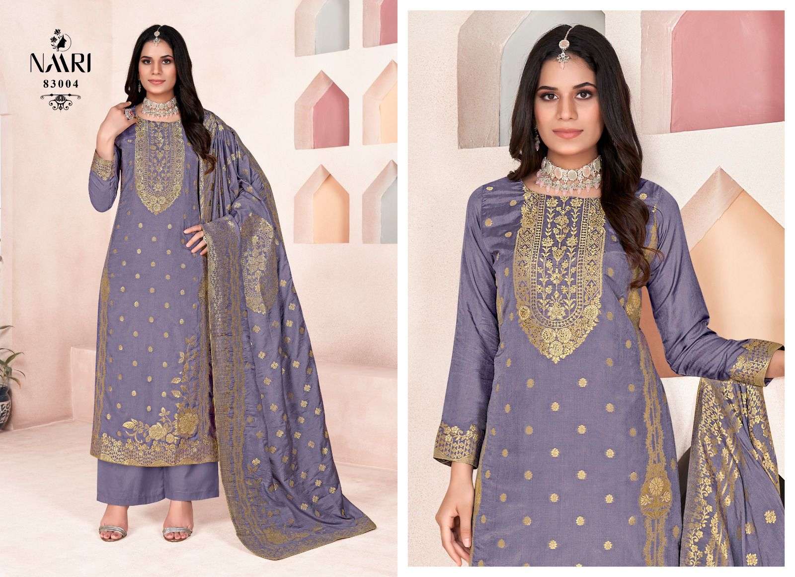 NAARI GOLDEN DOLA JACQUARD SWAROVSKI WORK SUIT