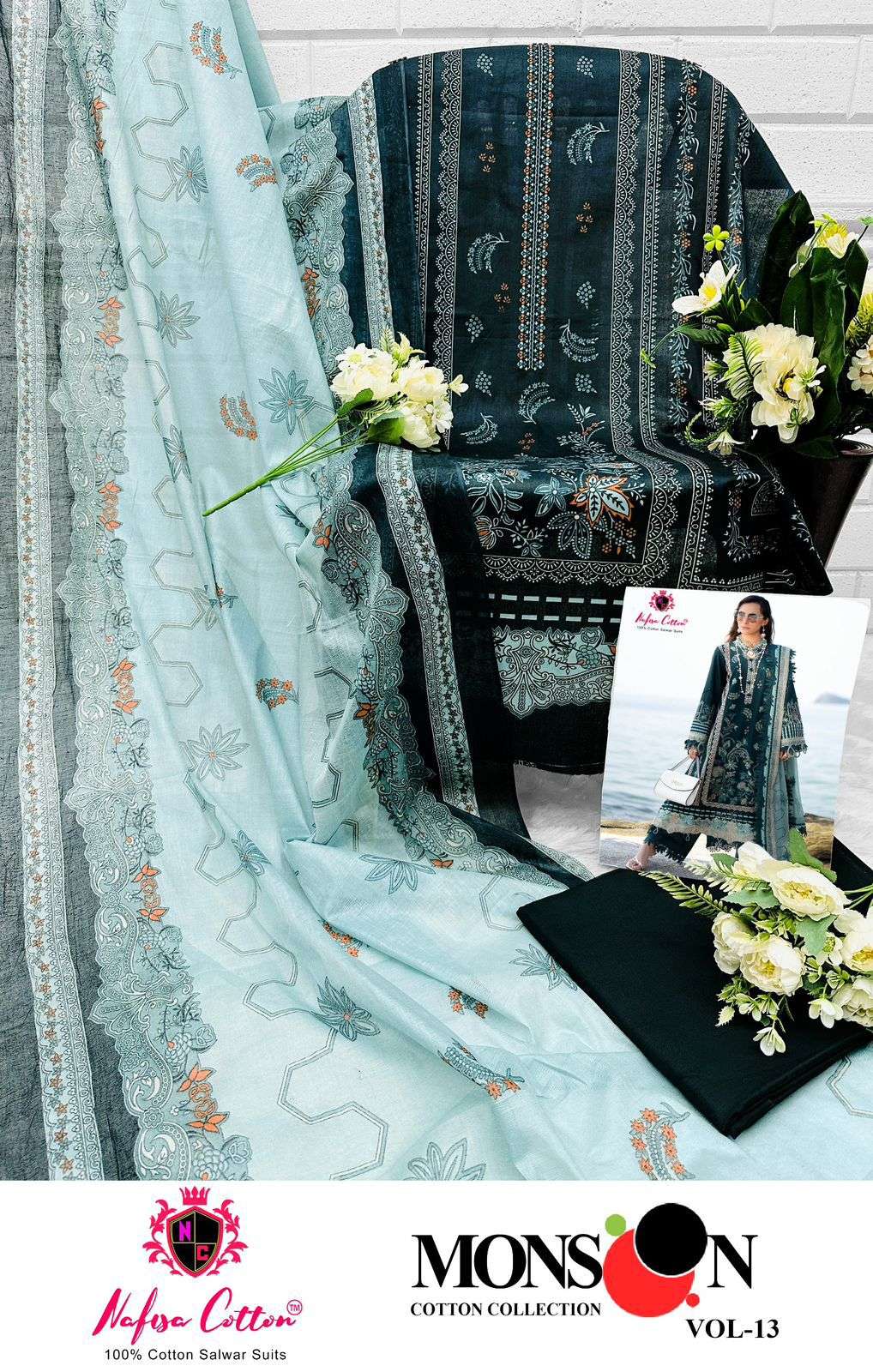 NAFISA COTTON MONSOON COTTON COLLECTION VOL 13 COTTON SALWAR SUIT