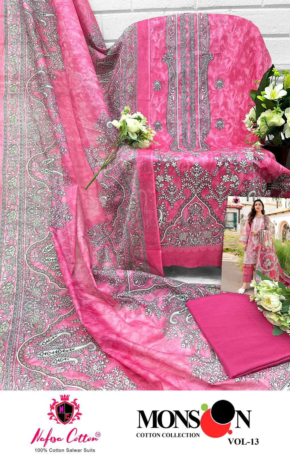 NAFISA COTTON MONSOON COTTON COLLECTION VOL 13 COTTON SALWAR SUIT