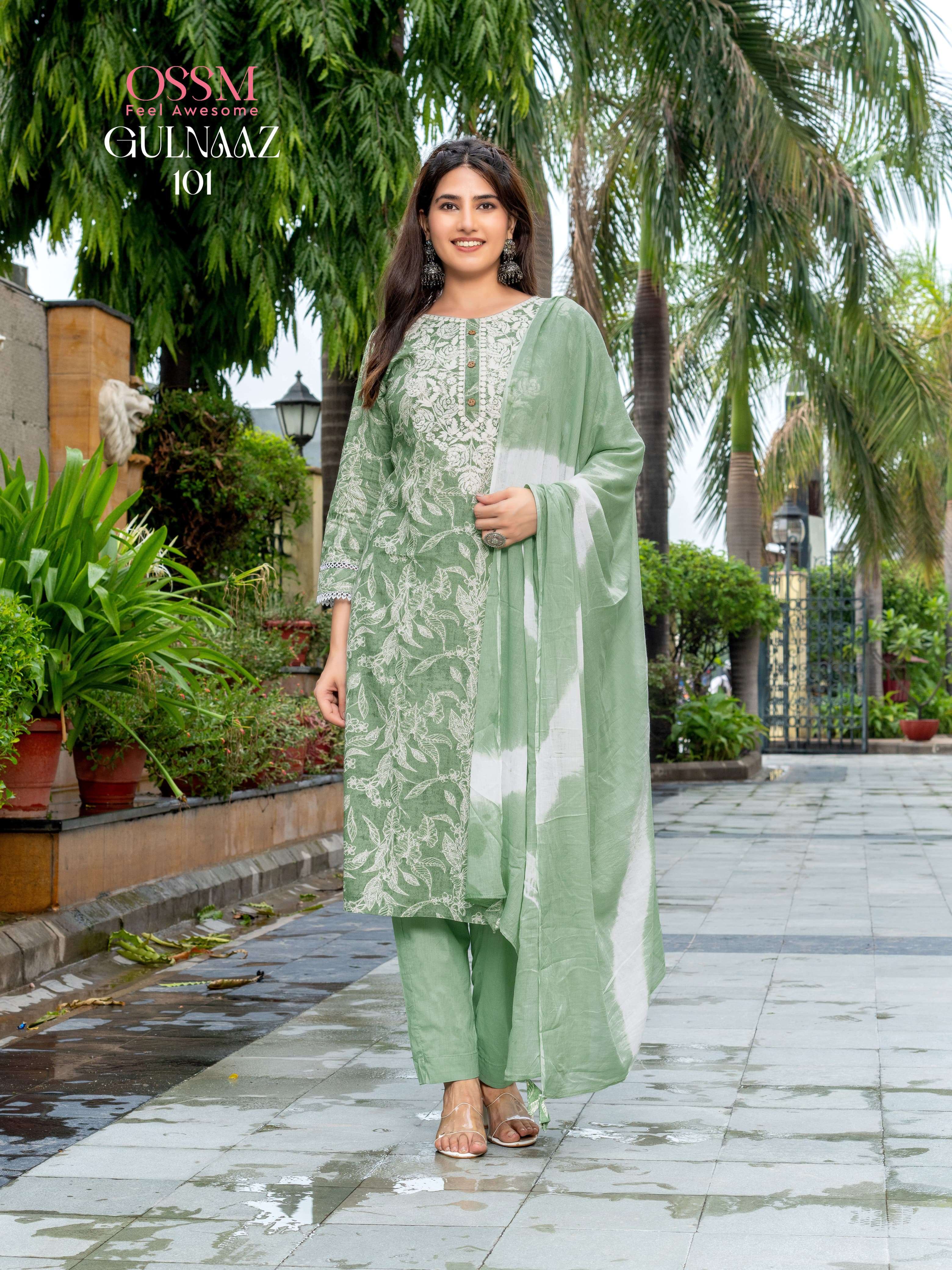 OSSM GULNAAZ VOL 2 COTTON PRINT FANCY WORK KURTI COMBO SET 