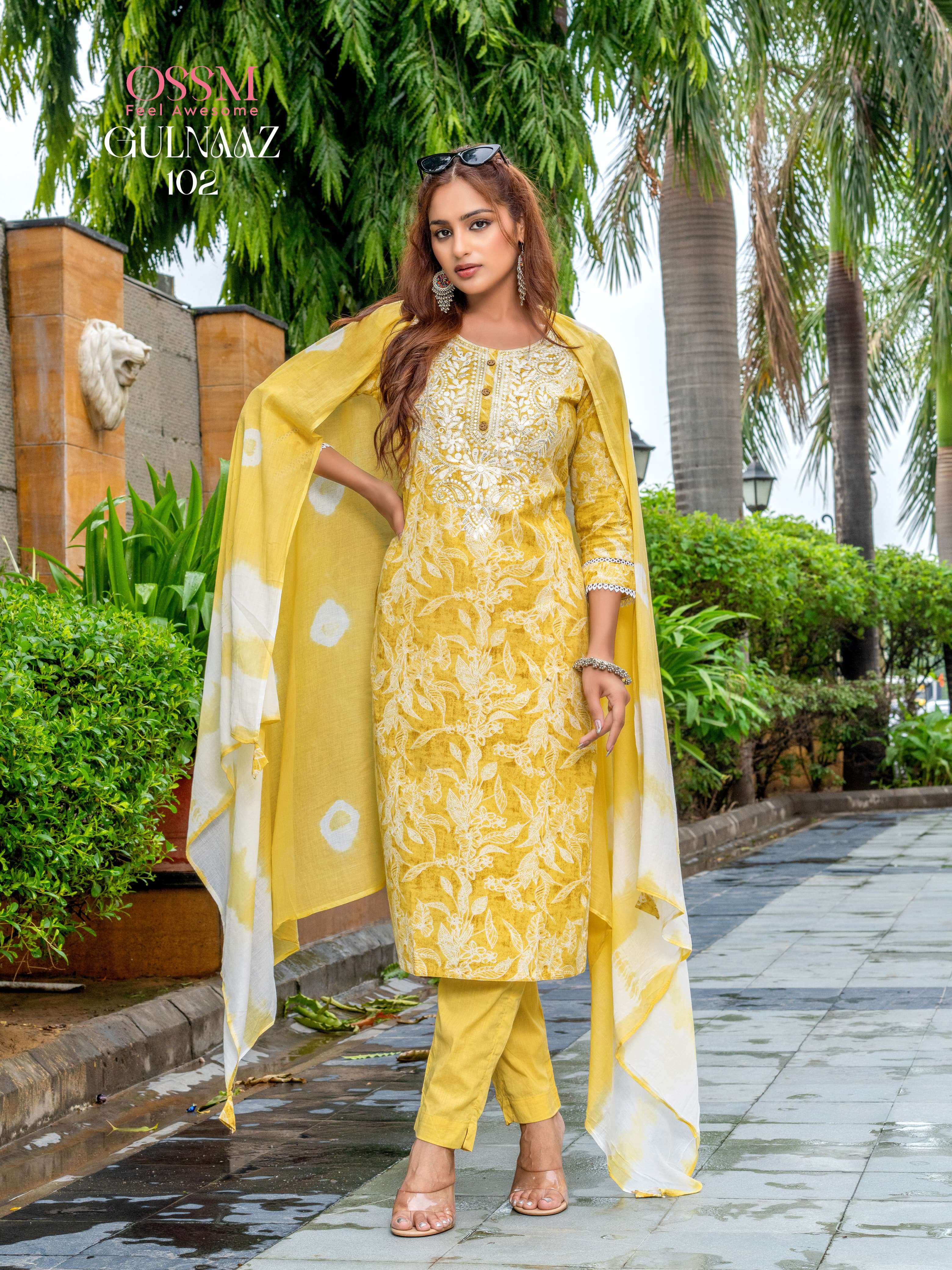OSSM GULNAAZ VOL 2 COTTON PRINT FANCY WORK KURTI COMBO SET 
