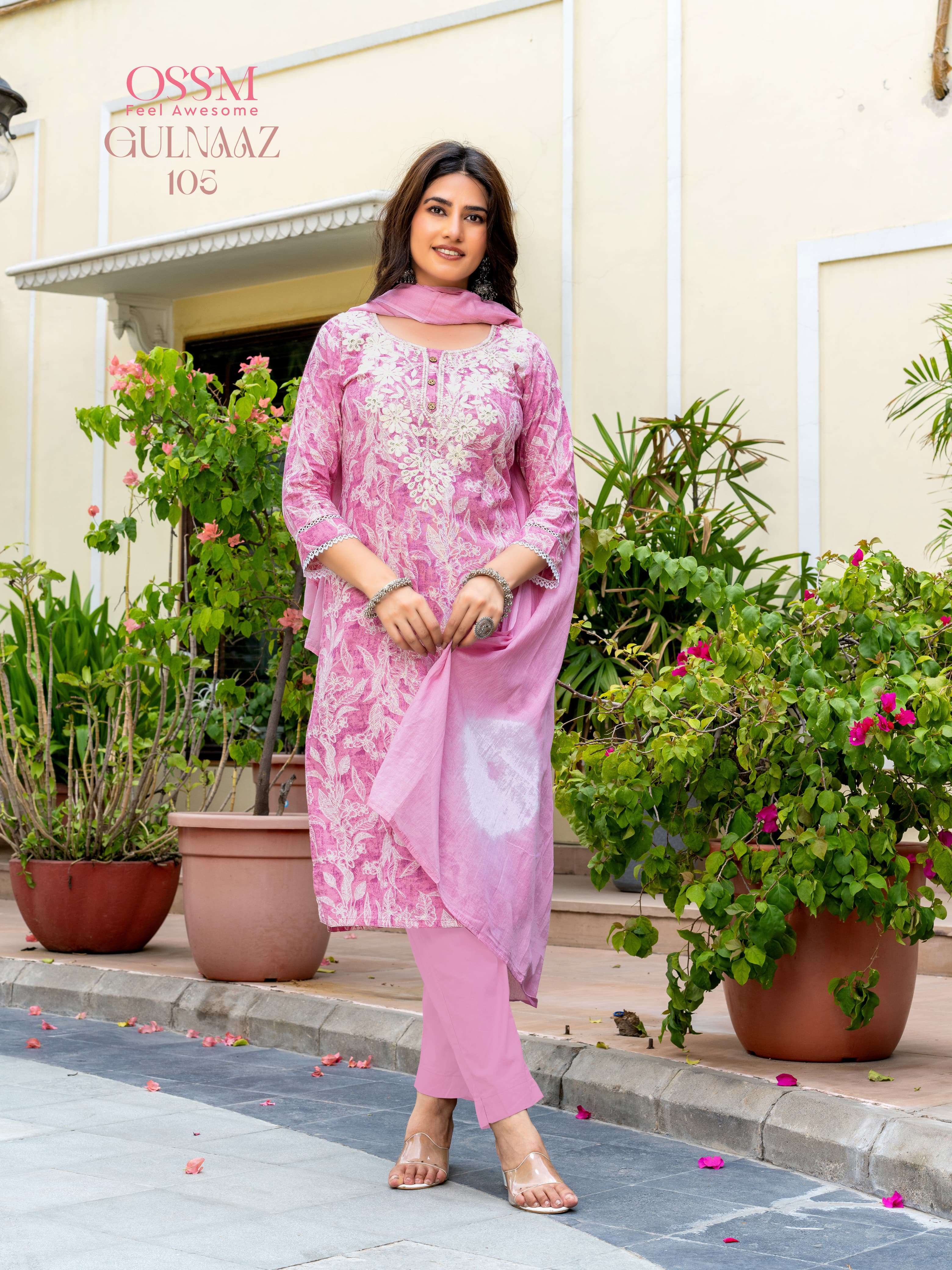 OSSM GULNAAZ VOL 2 COTTON PRINT FANCY WORK KURTI COMBO SET 