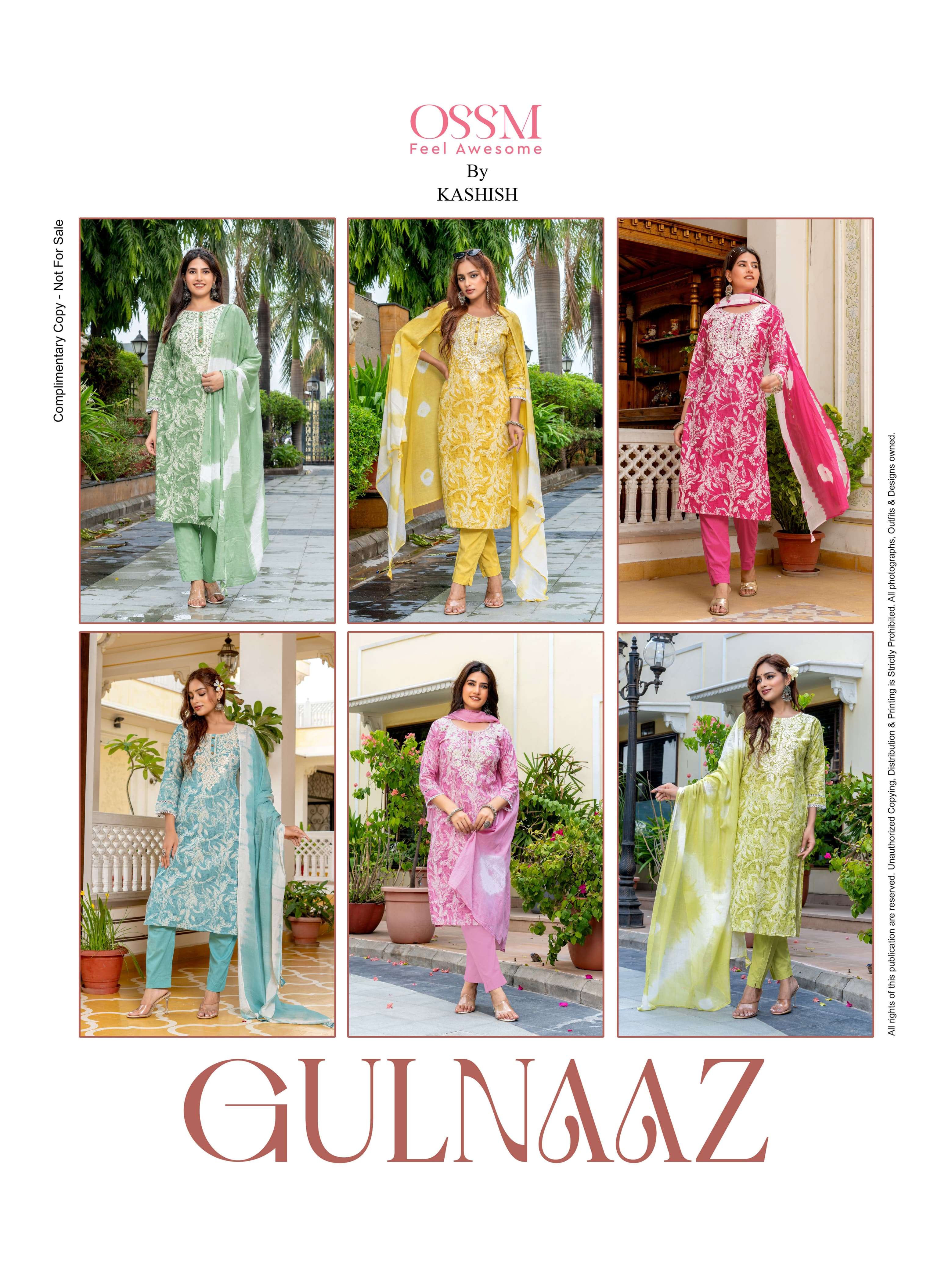 OSSM GULNAAZ VOL 2 COTTON PRINT FANCY WORK KURTI COMBO SET 