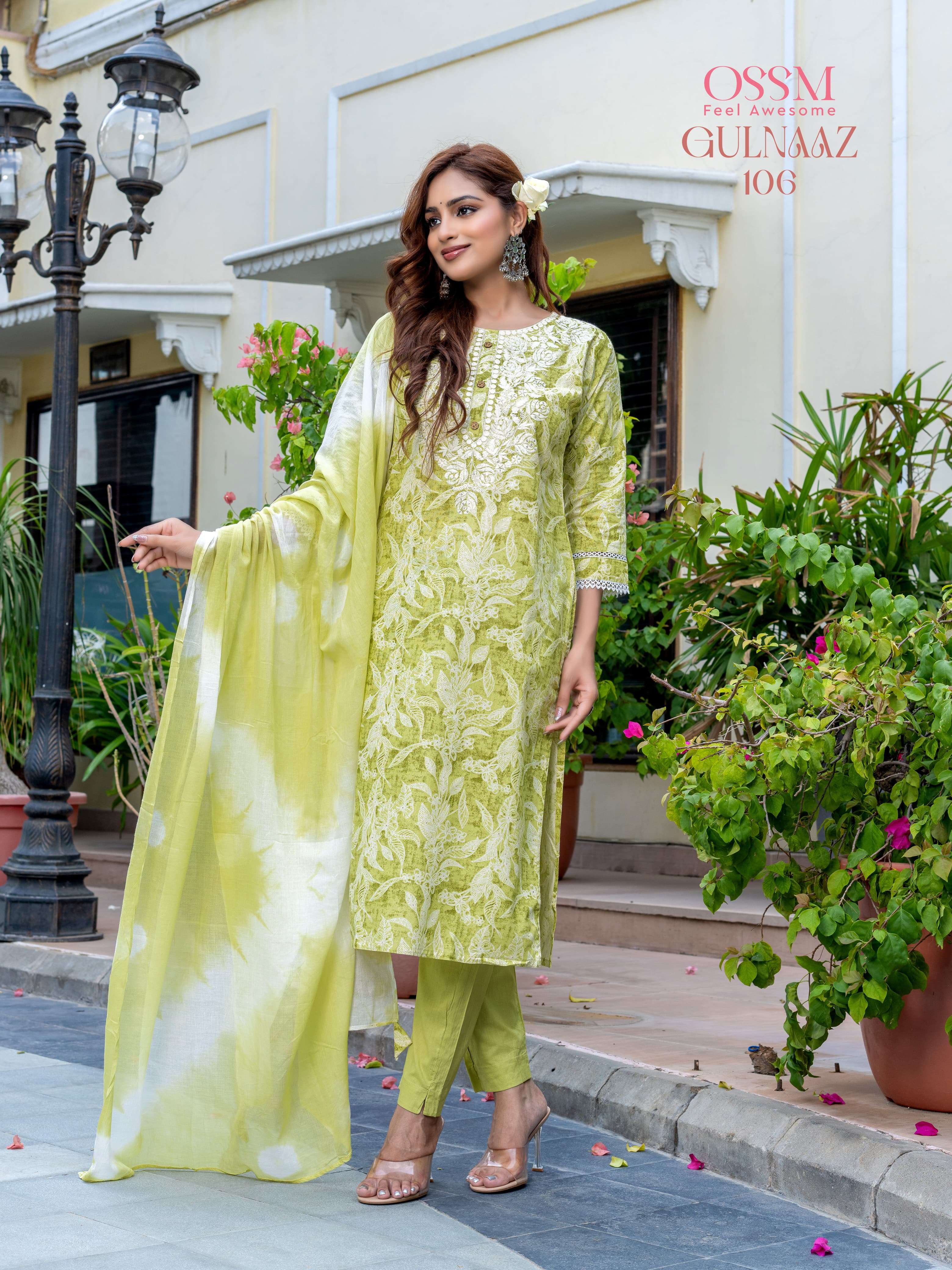 OSSM GULNAAZ VOL 2 COTTON PRINT FANCY WORK KURTI COMBO SET 