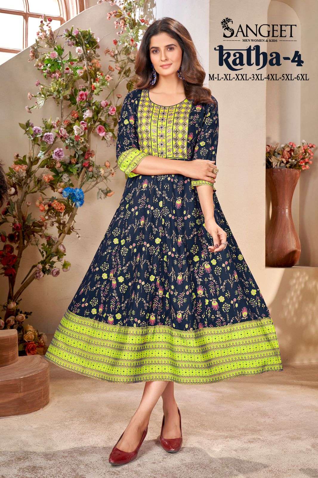 SANGEET KATHA VOL 4 RAYON FANCY SEQUENCE WORK MIDI GOWN 