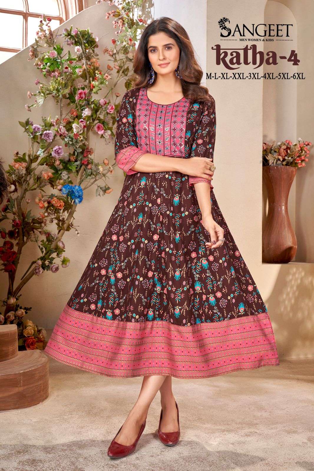 SANGEET KATHA VOL 4 RAYON FANCY SEQUENCE WORK MIDI GOWN 