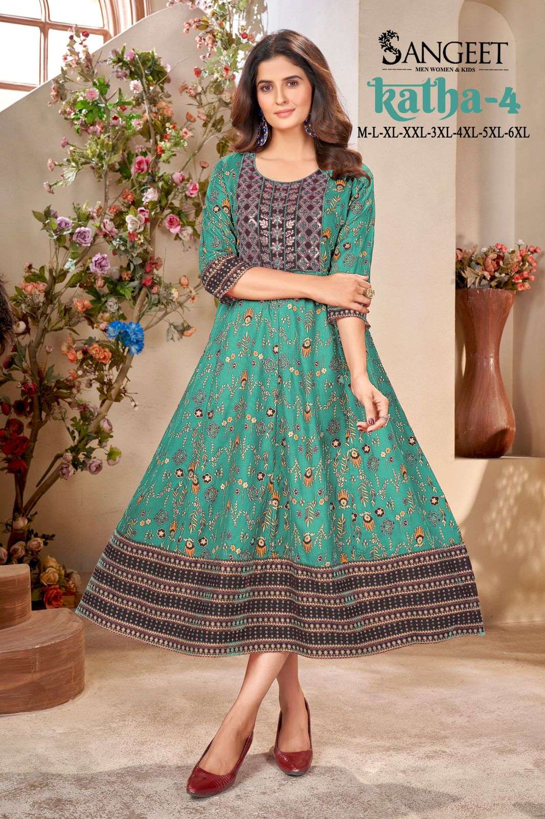 SANGEET KATHA VOL 4 RAYON FANCY SEQUENCE WORK MIDI GOWN 