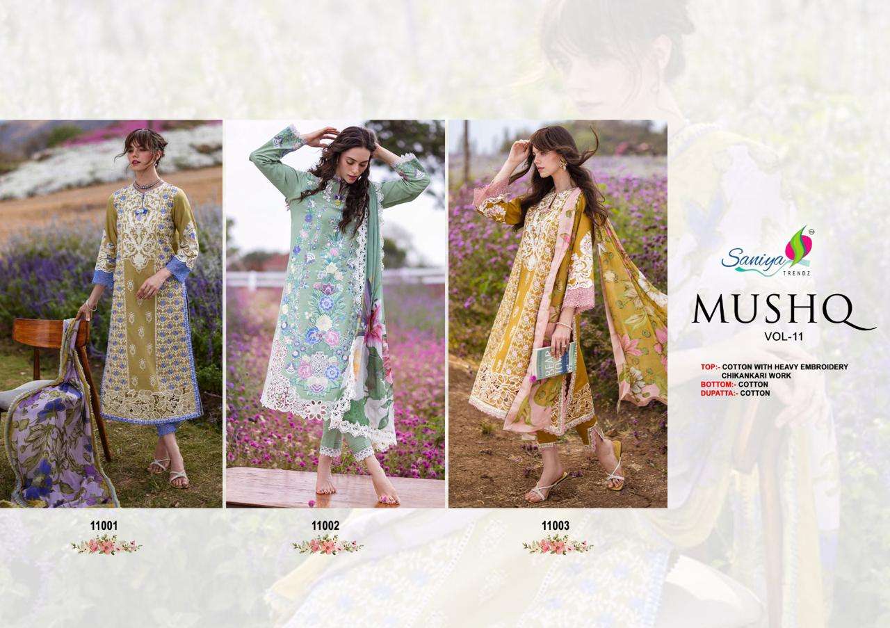 SANIYA TRENDZ MUSHQ VOL 11 COTTON CHIKANKARI DESIGNER SUIT