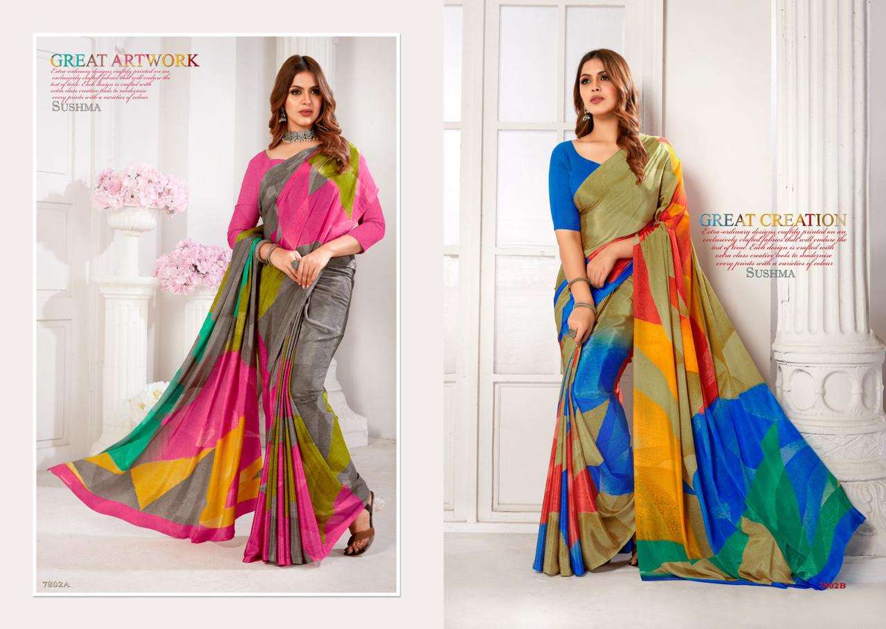 SUSHMA FASHIONABLE CREPE DIGITAL PRINTED SAREE