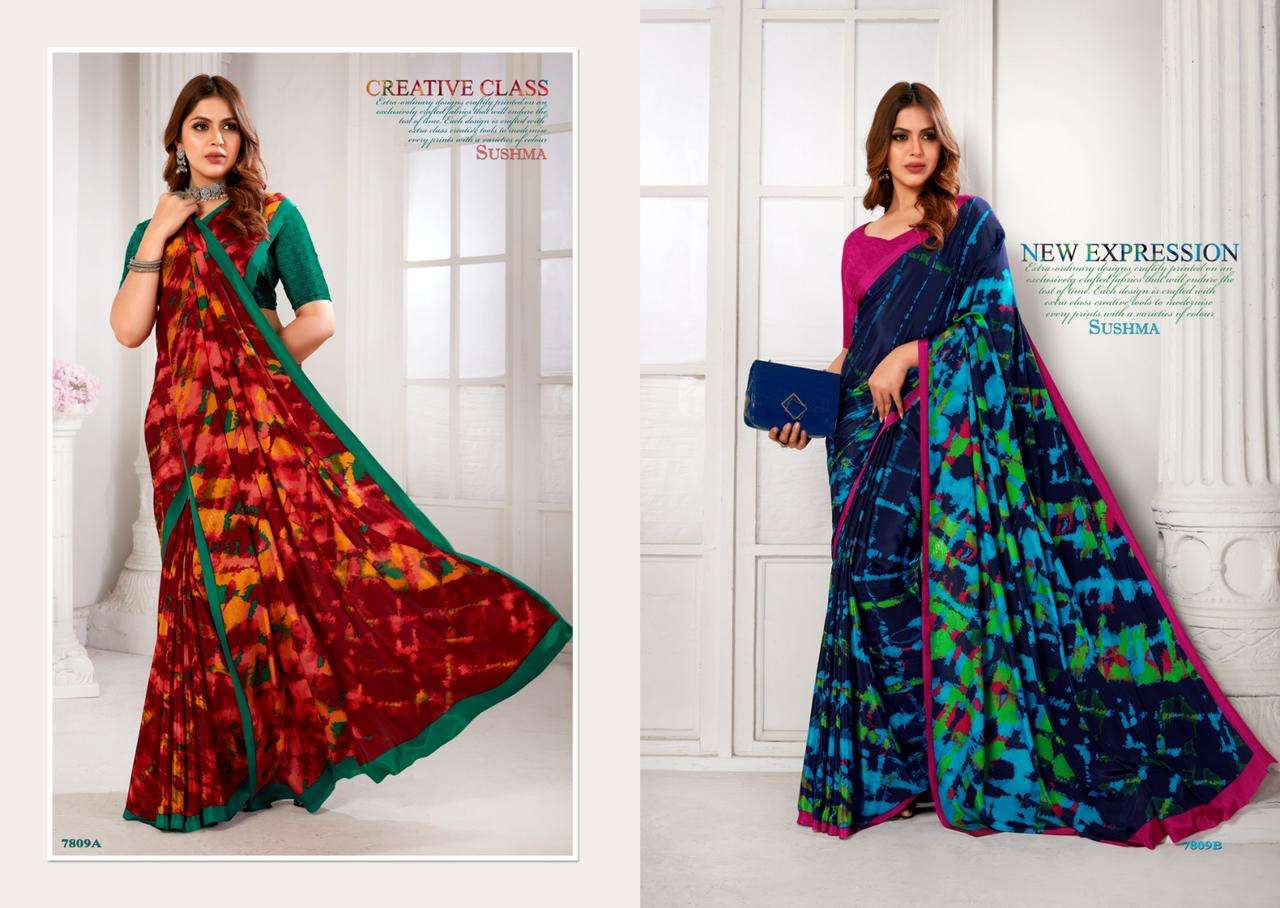 SUSHMA FASHIONABLE CREPE DIGITAL PRINTED SAREE