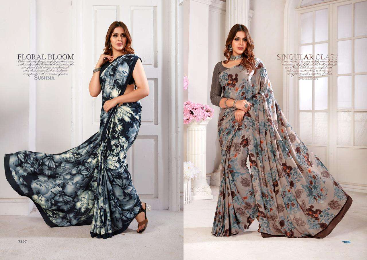 SUSHMA FASHIONABLE CREPE DIGITAL PRINTED SAREE
