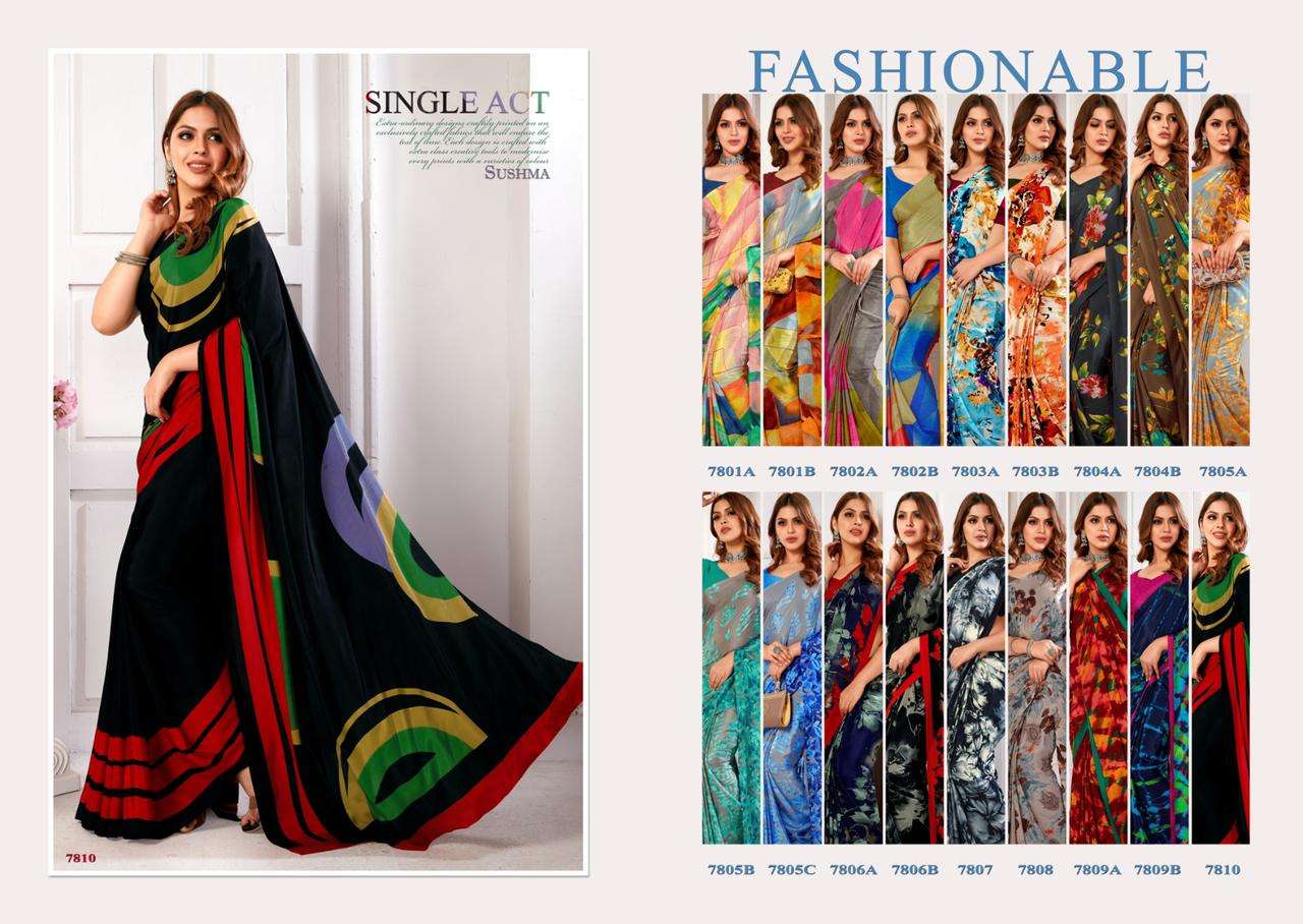 SUSHMA FASHIONABLE CREPE DIGITAL PRINTED SAREE