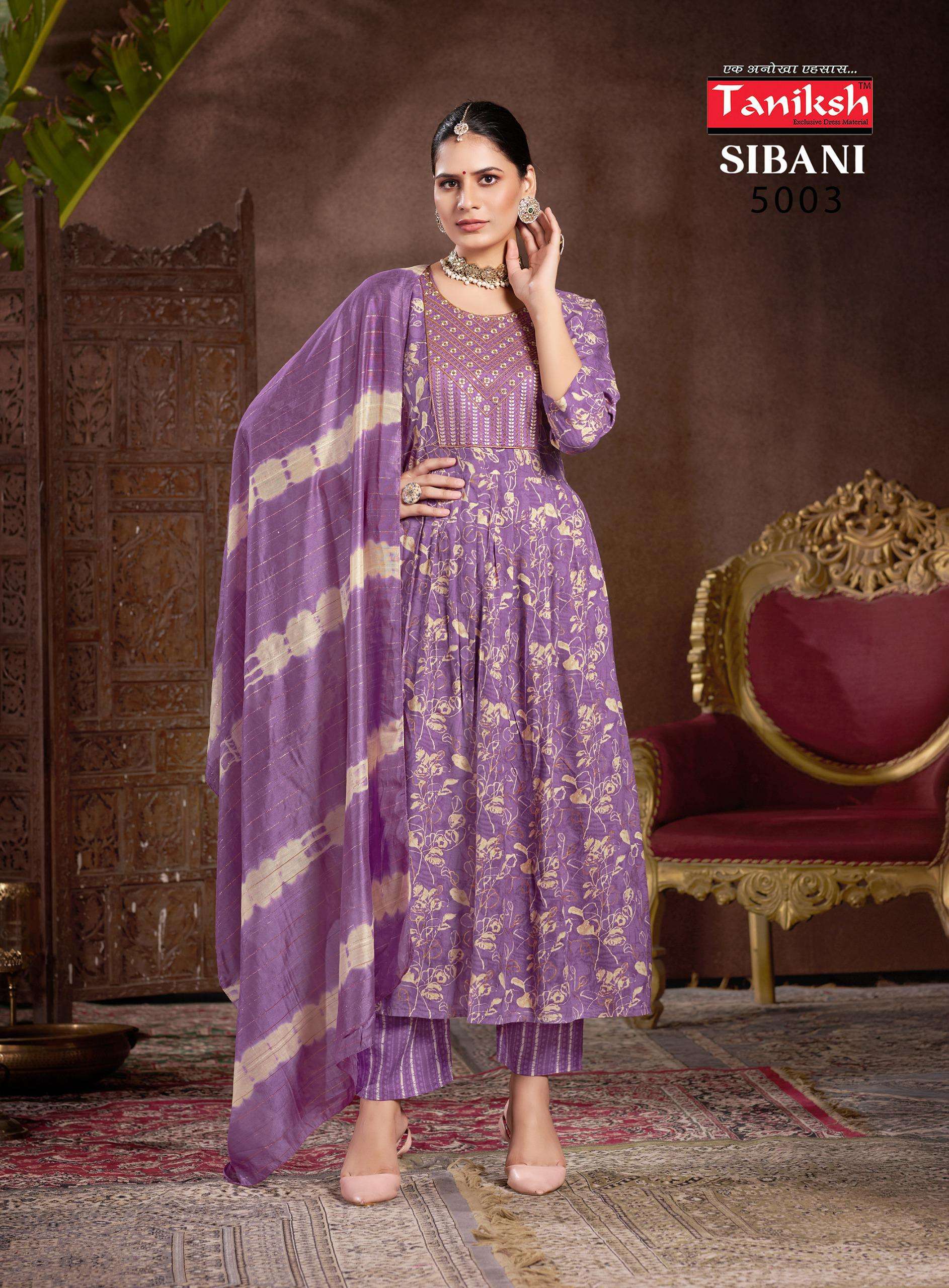 TANIKSH SIBANI VOL 5 RAYON FANCY NAIRA CUT PATTERN KURTI COMBO SET 