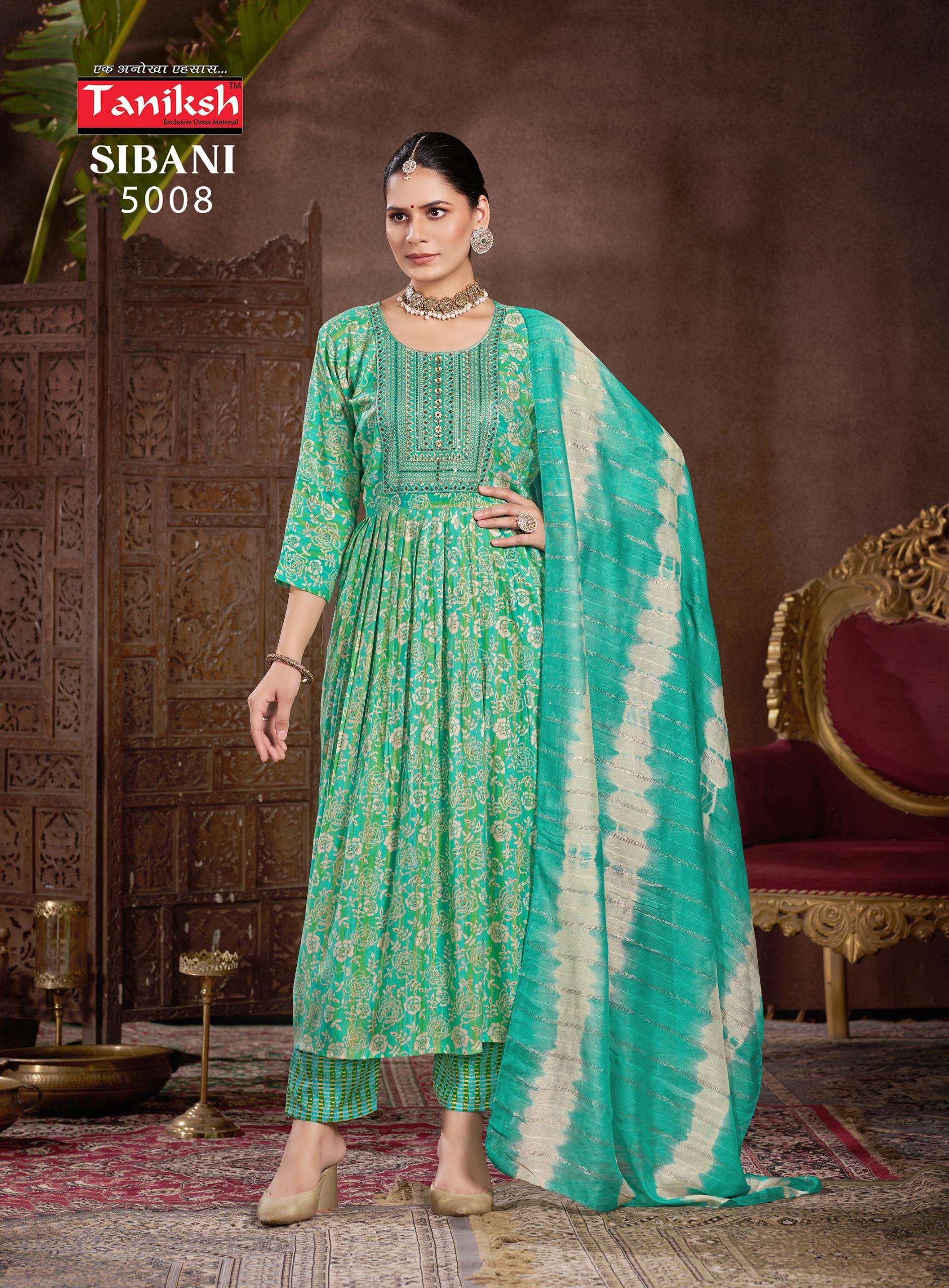 TANIKSH SIBANI VOL 5 RAYON FANCY NAIRA CUT PATTERN KURTI COMBO SET 
