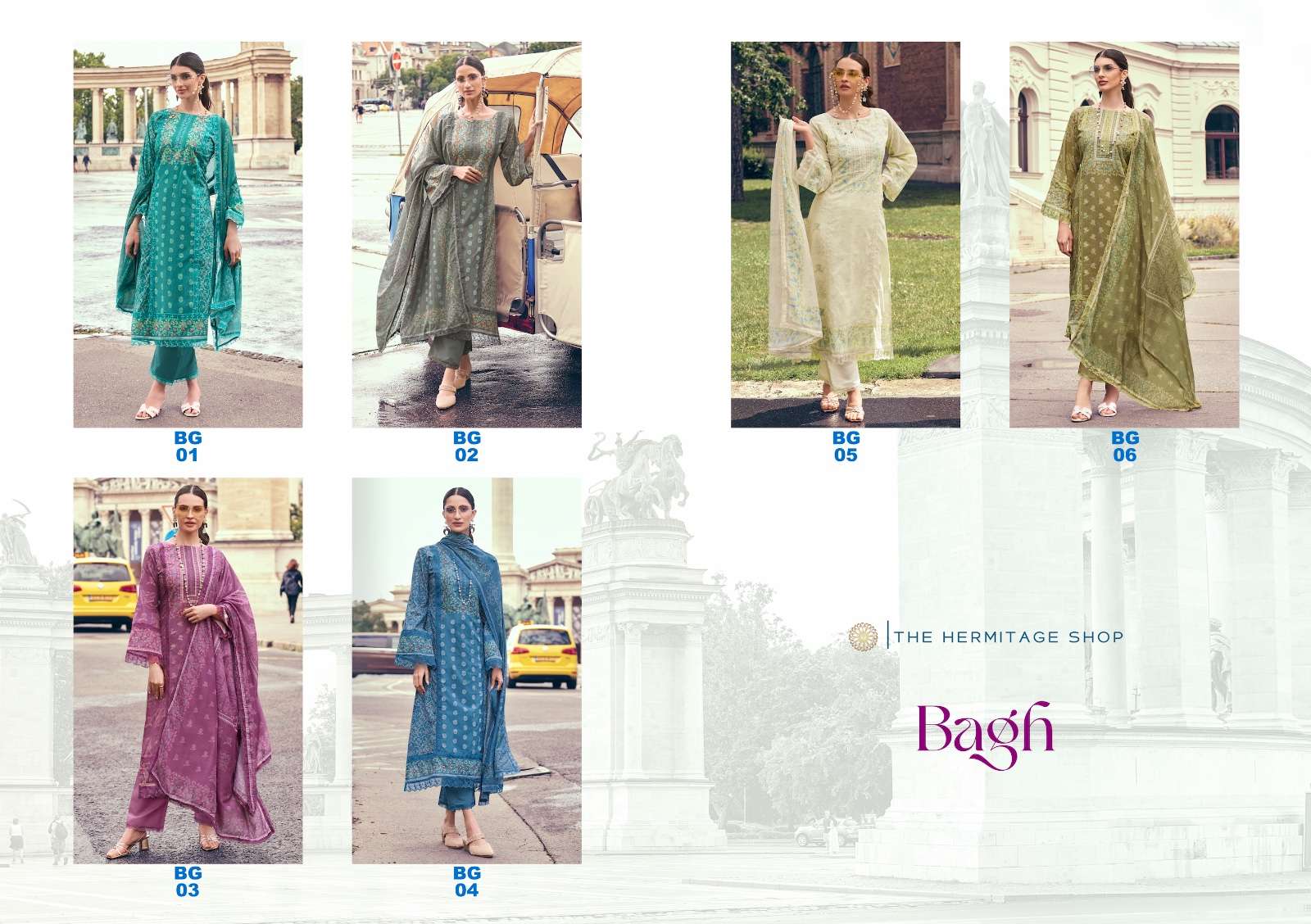 THE HERMITAGE SHOP BAGH LAWN COTTON CHIKANKARI WORK SUIT