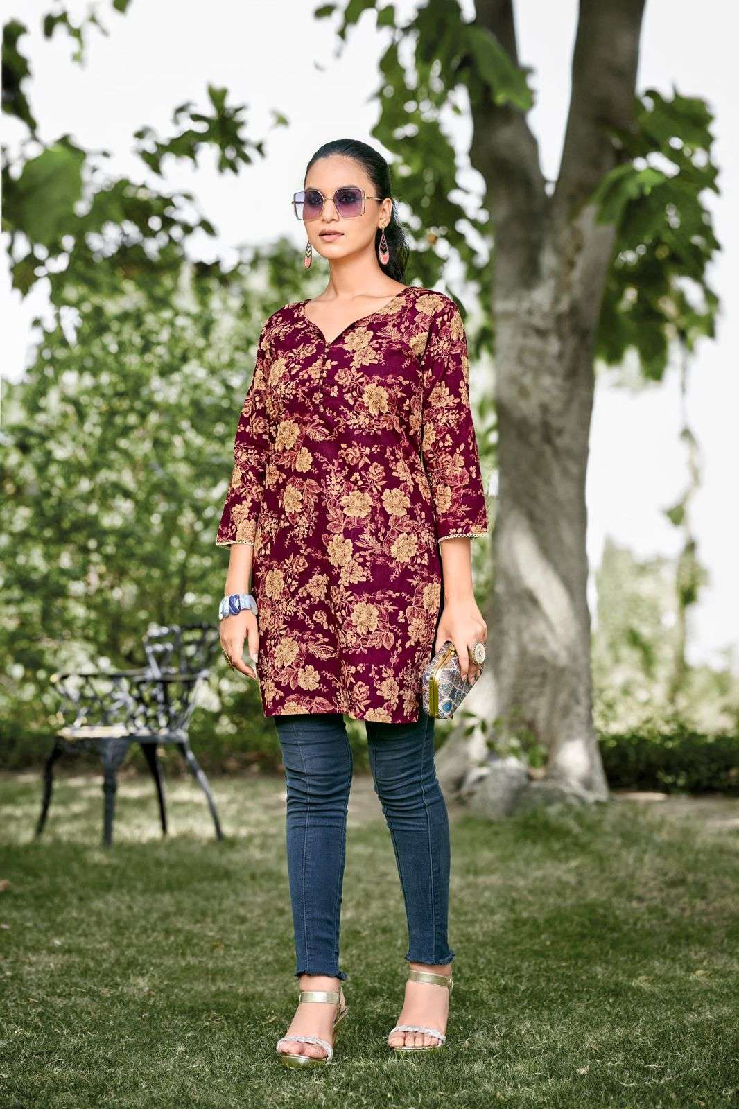 TIPS AND TOPS VICTORIA VOL 3 COTTON PRINTS FANCY SHORT KURTI