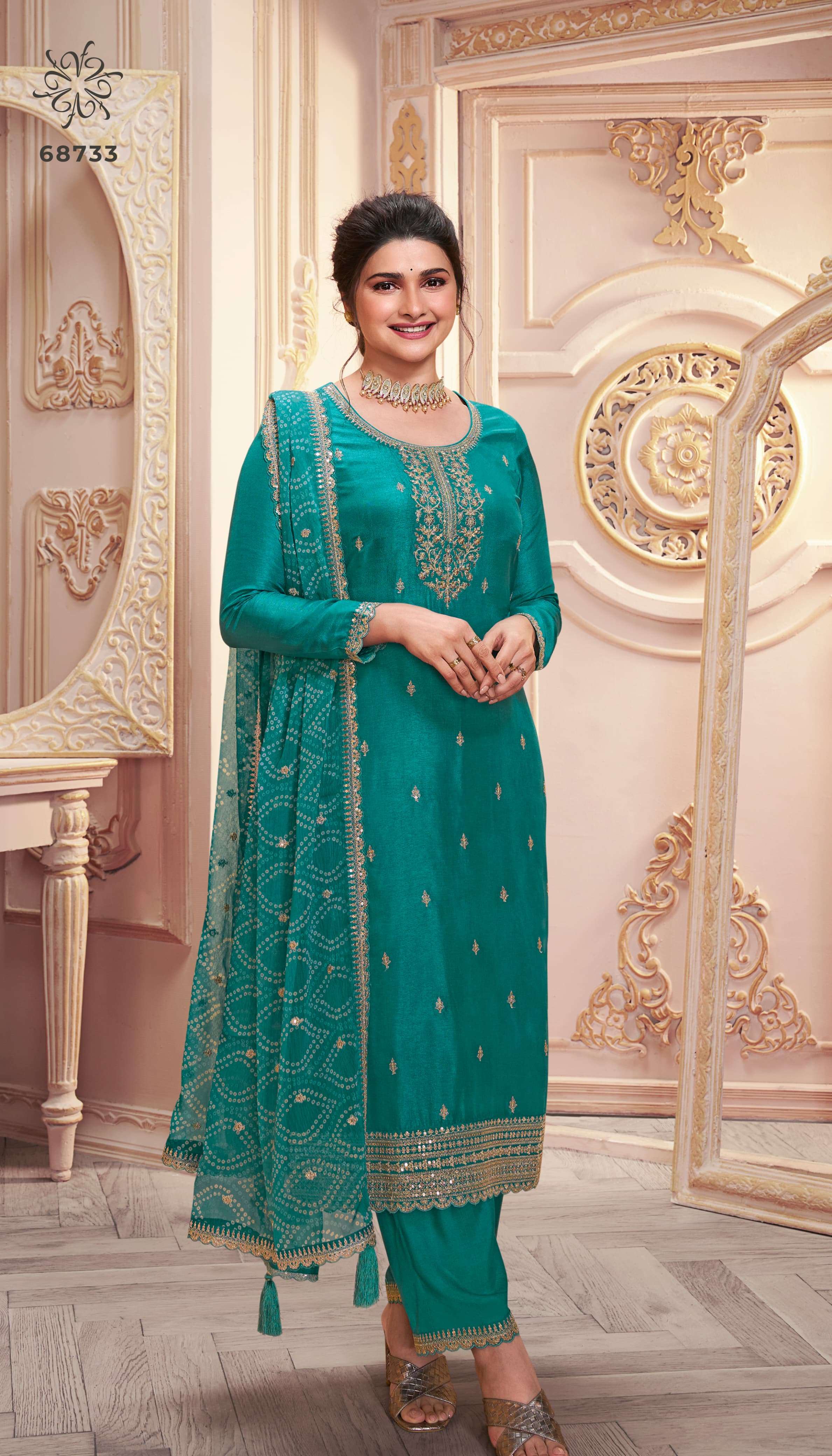 VINAY FASHION KULEESH SAANJH SILK GEORGETTE HEAVY DESIGNER SUIT