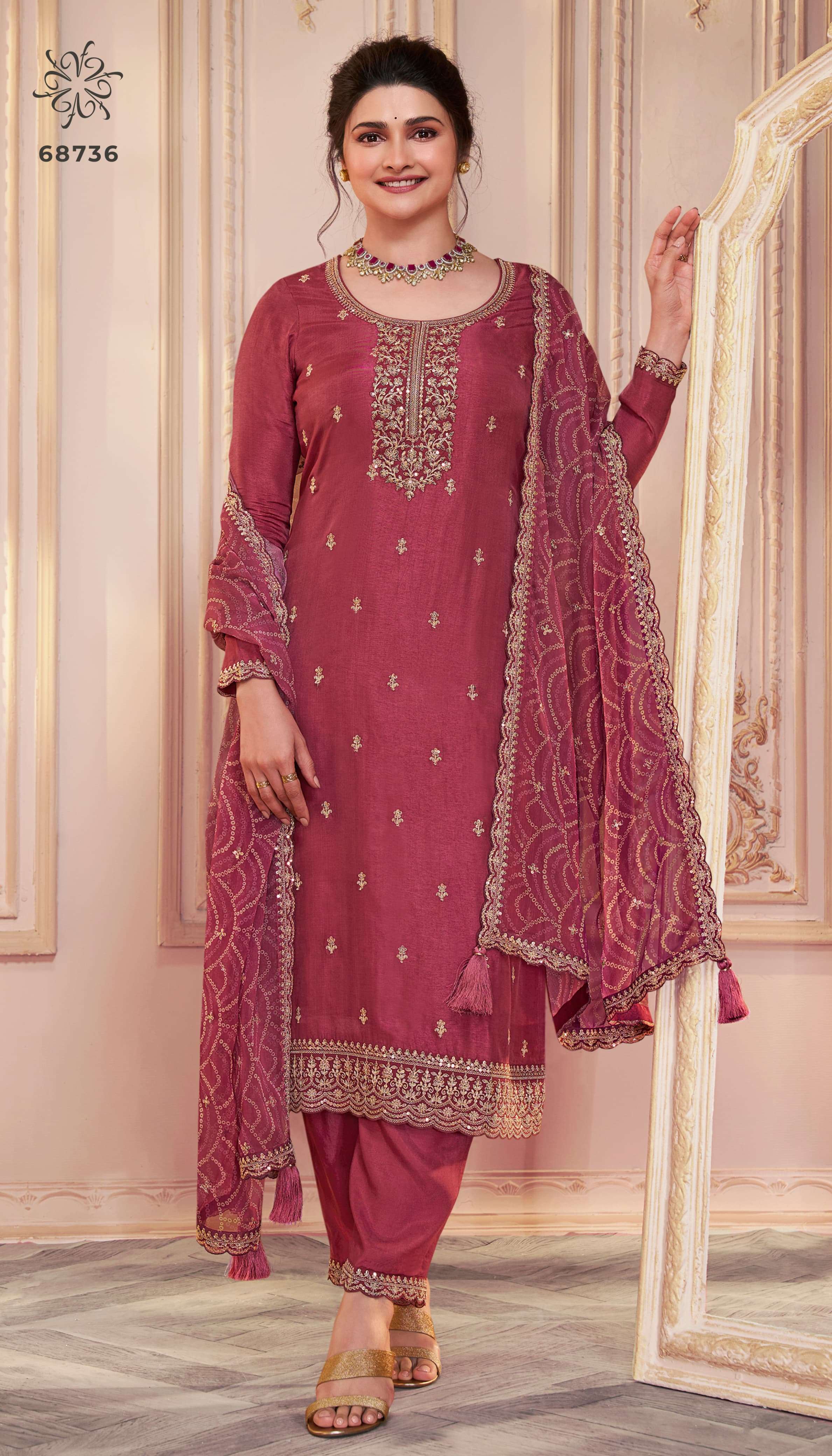VINAY FASHION KULEESH SAANJH SILK GEORGETTE HEAVY DESIGNER SUIT
