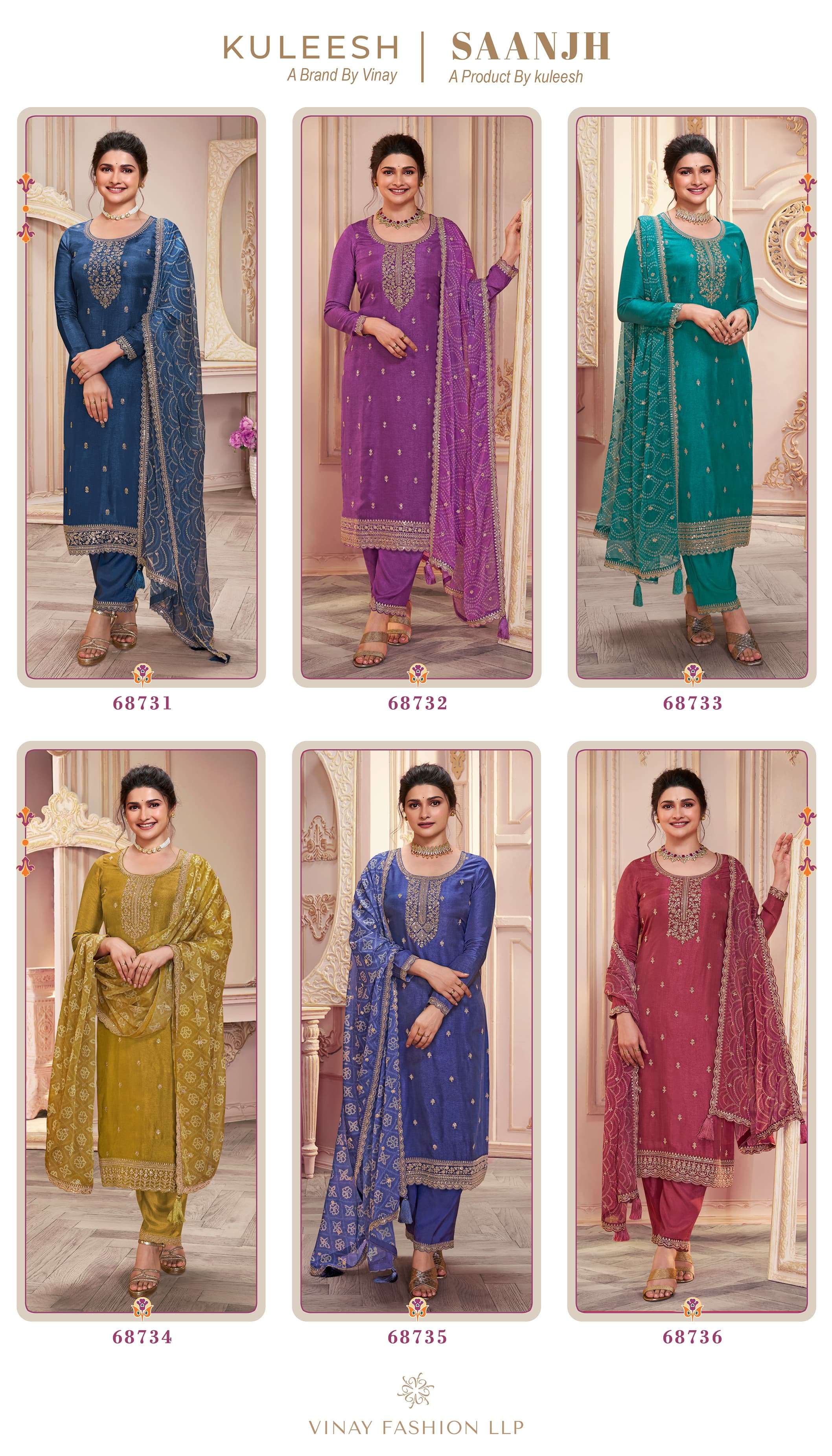 VINAY FASHION KULEESH SAANJH SILK GEORGETTE HEAVY DESIGNER SUIT