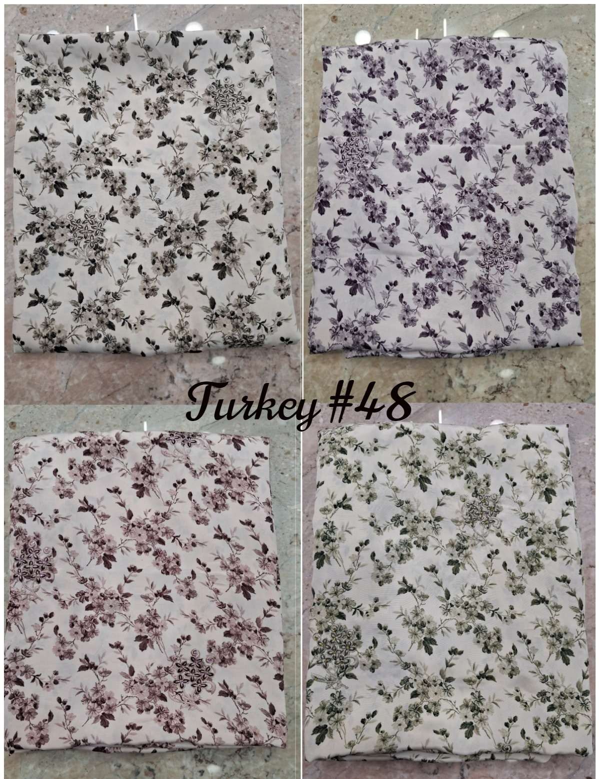VISHWAM FABRICS TURKEY D NO 42 & 48 CRAPE FANCY WORK SALWAR SUIT