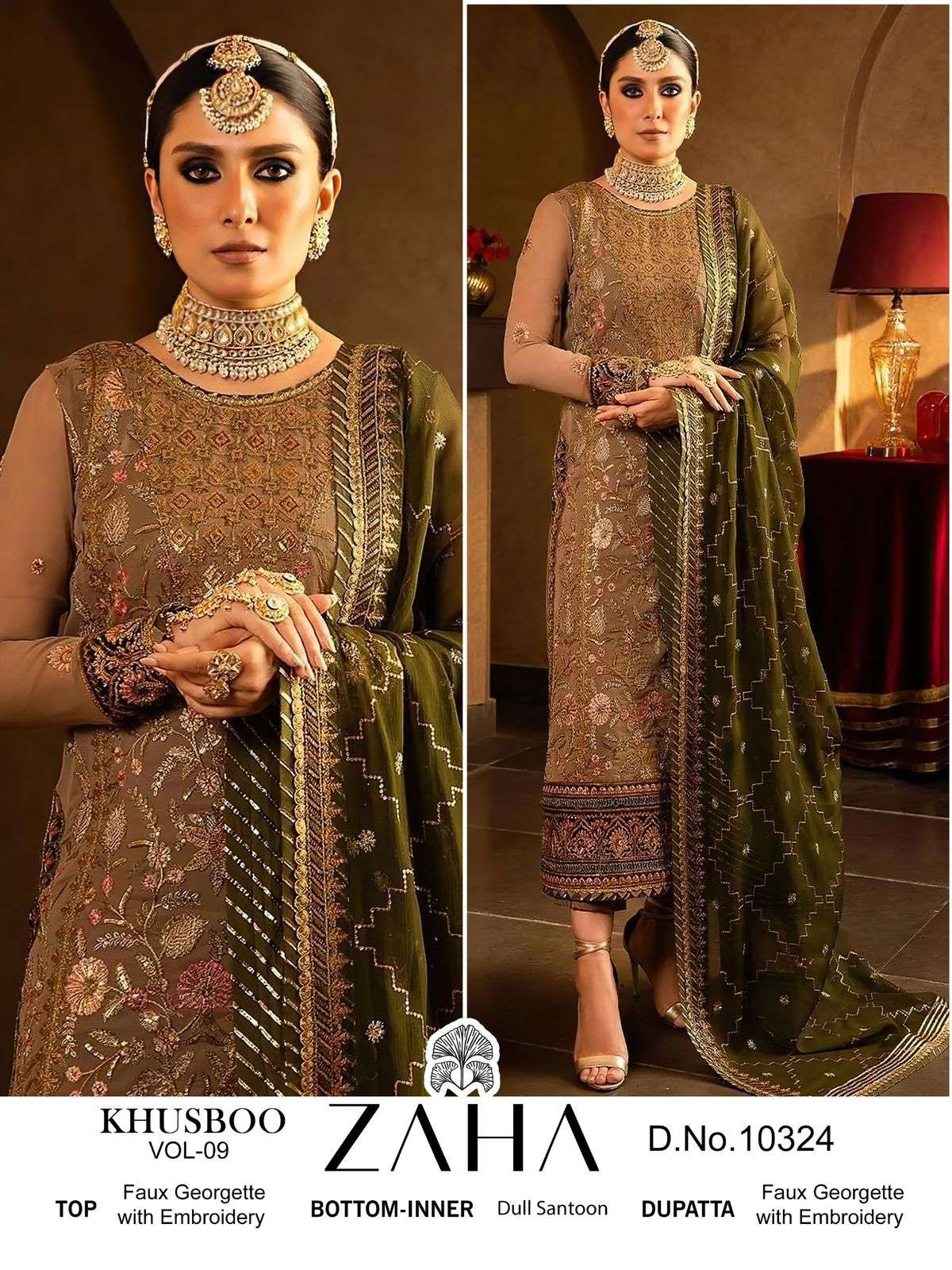 ZAHA KHUSBOO VOL 9 GEORGETTE HEAVY EMBROIDERED SUIT