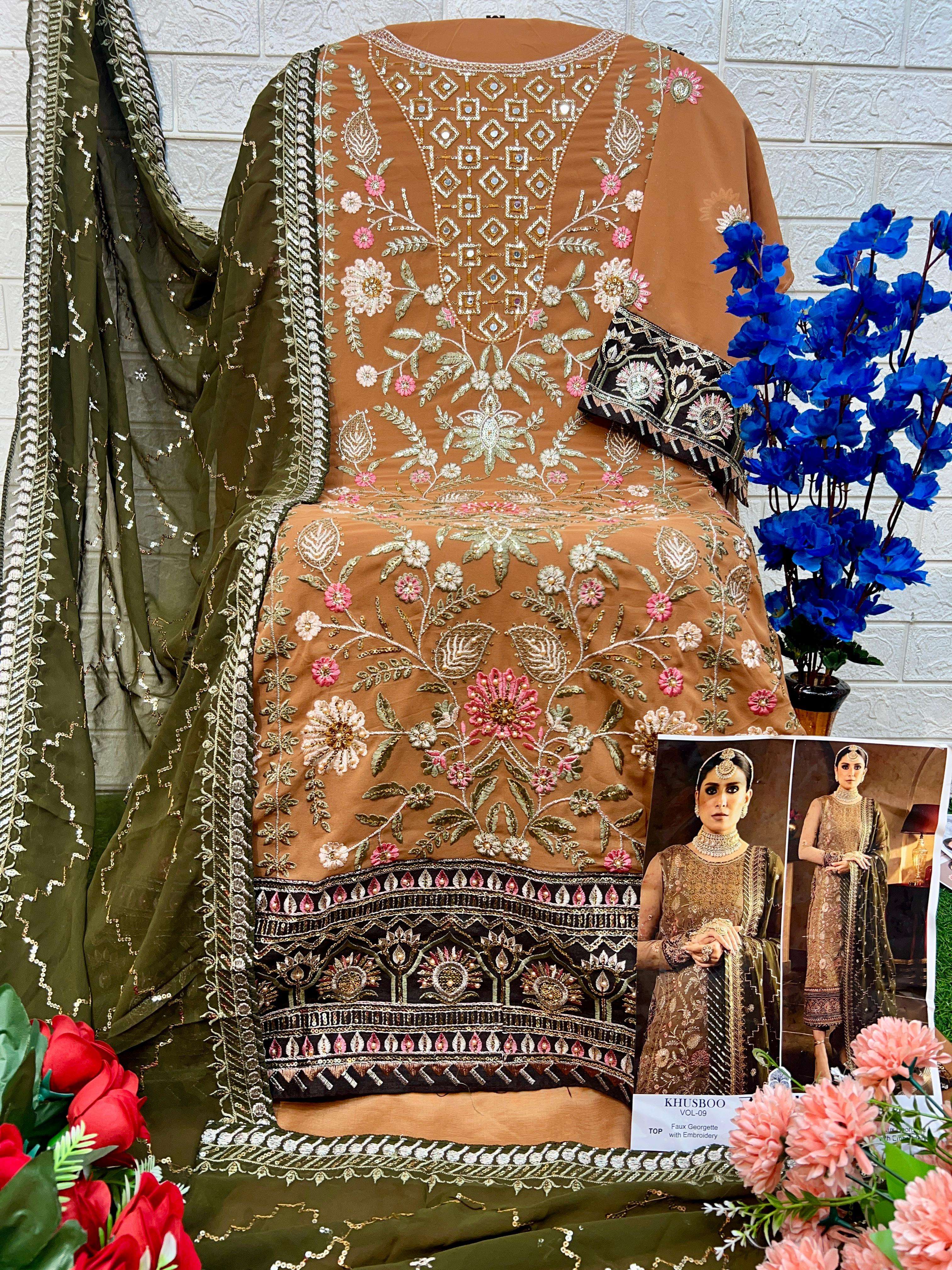 ZAHA KHUSBOO VOL 9 GEORGETTE HEAVY EMBROIDERED SUIT