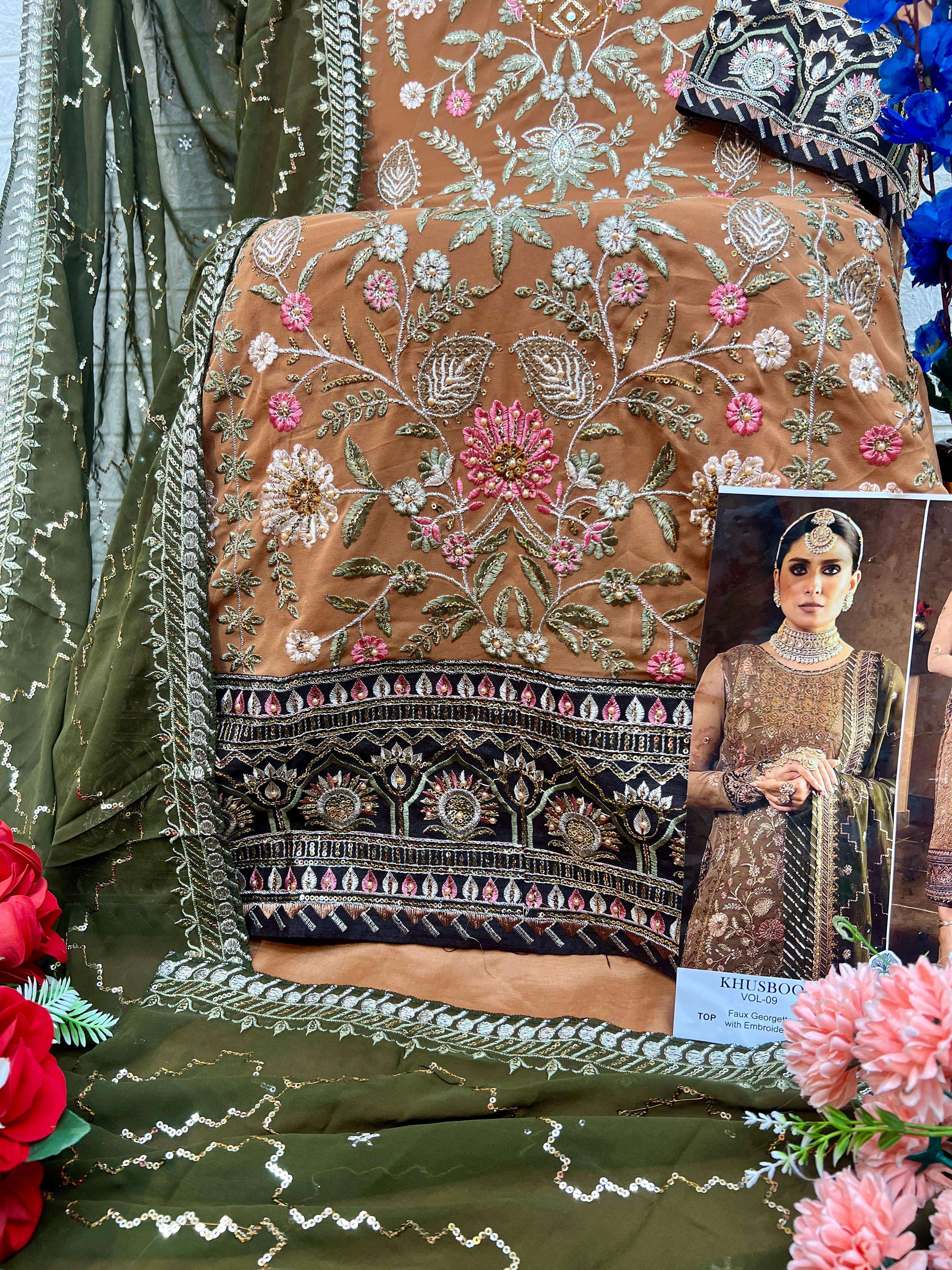 ZAHA KHUSBOO VOL 9 GEORGETTE HEAVY EMBROIDERED SUIT
