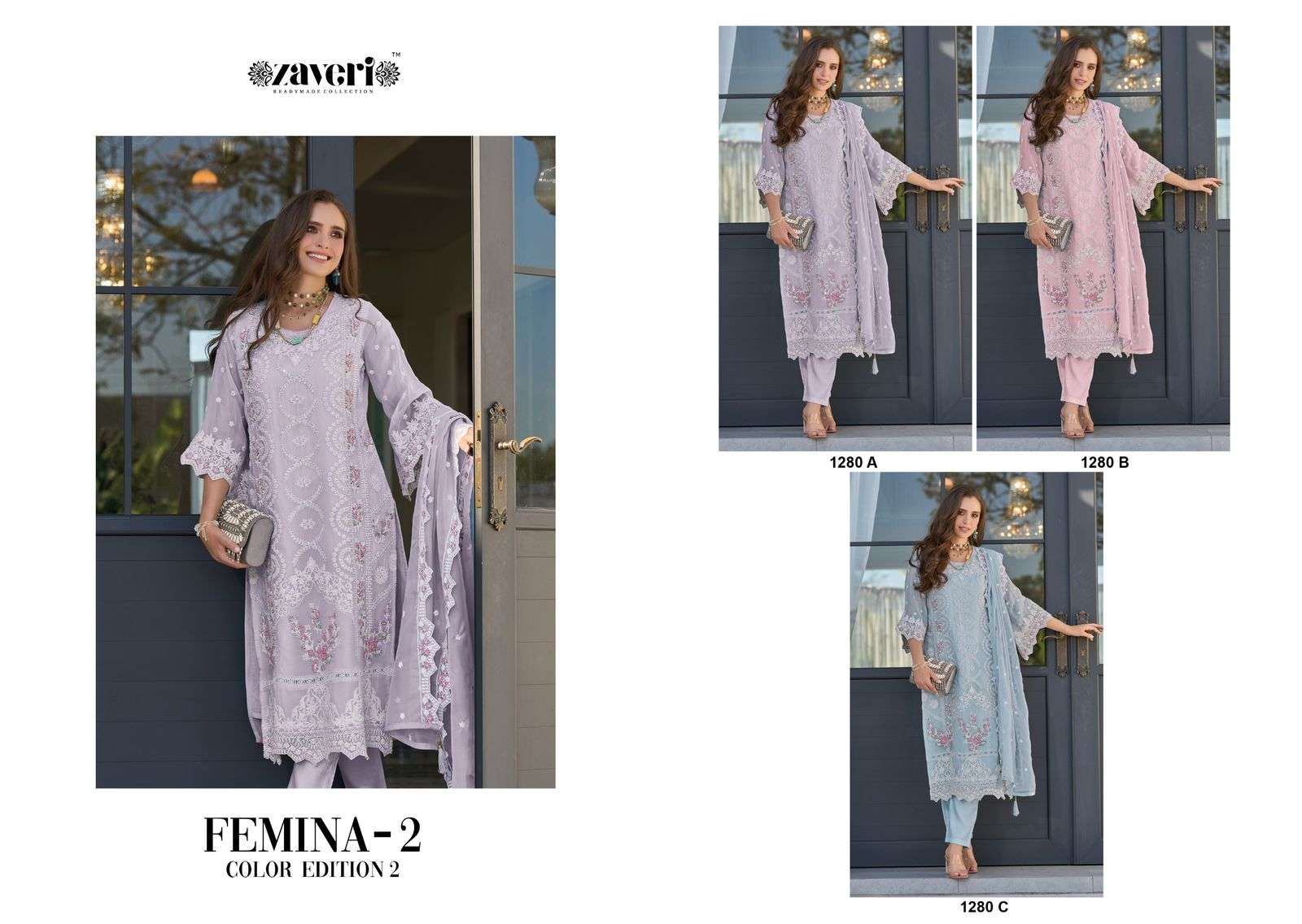 ZAVERI WOMEN BEAUTY FEMINA 2 COLOR EDITION VOL 2 ORGANZA DESIGNER SUIT
